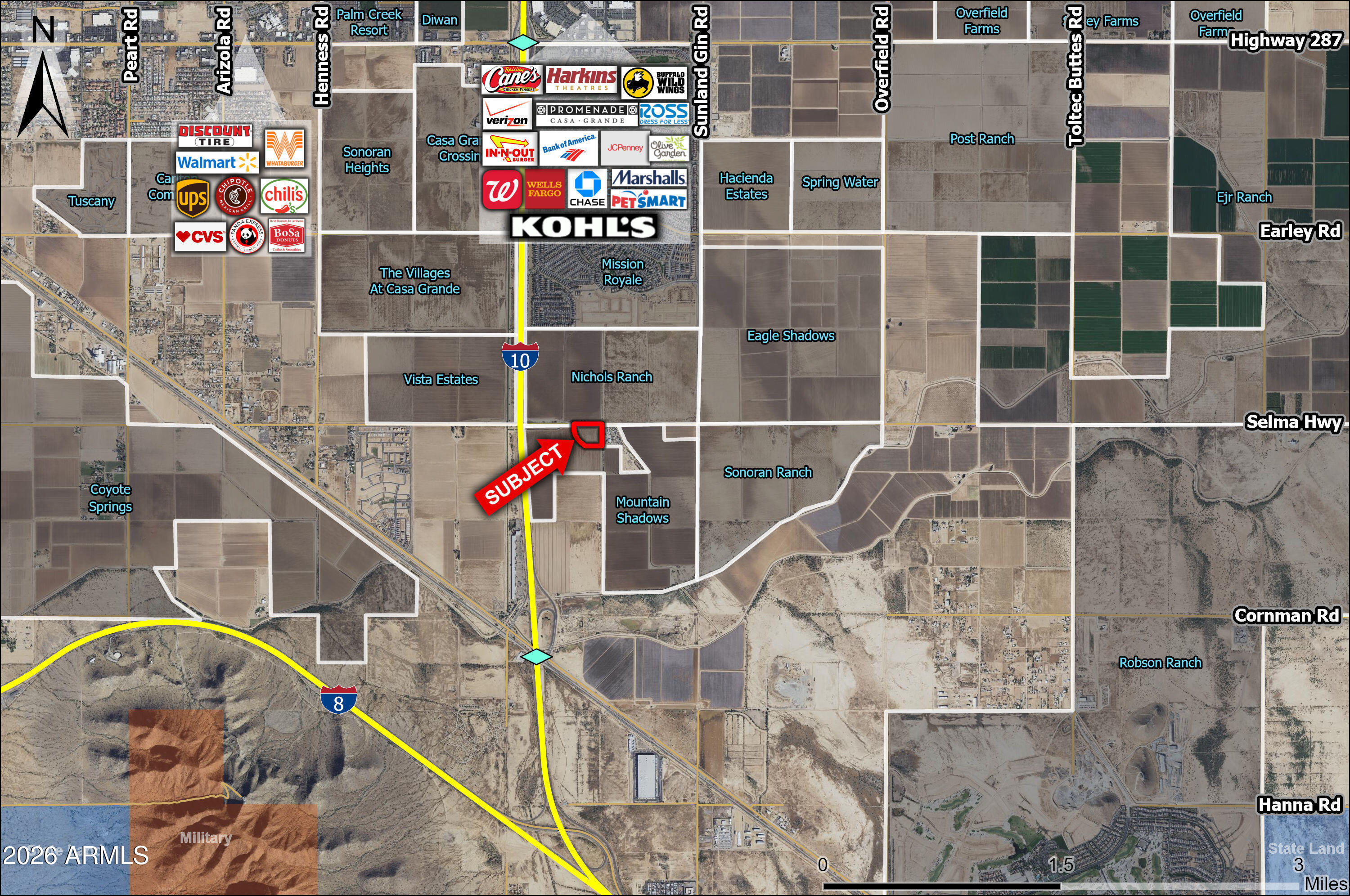 Property is located along Selma Hwy just east of Interstate 10. Property was previously planned for commercial and has a PAD zoning overlay. Seller will give time to get entitlements in place. Excellent investment or 1031 Exchange. Submit all offers.