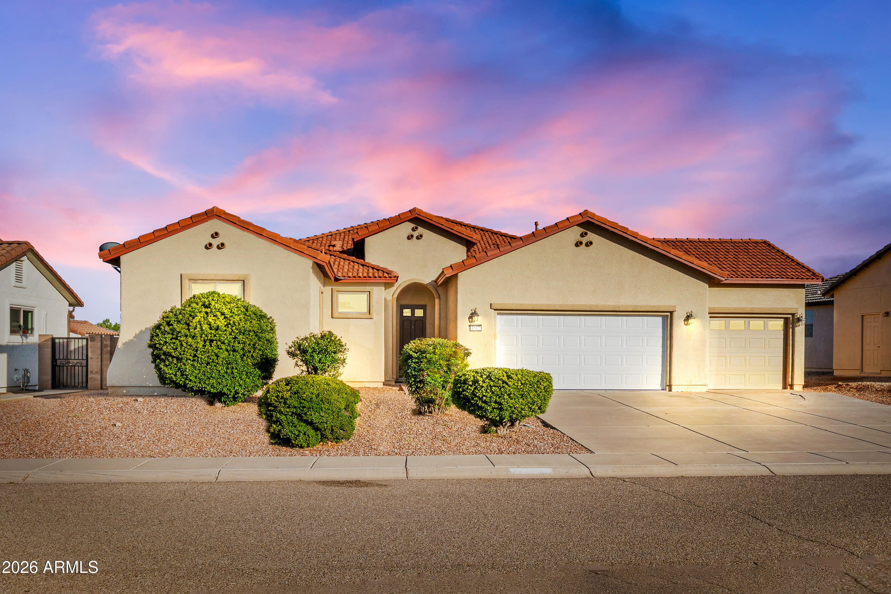 Enjoy stunning, unobstructed mountain views from this beautifully maintained 3-bedroom, 2-bath home located in one of Sierra Vista's desirable neighborhoods! Offering a spacious split floor plan and a 3-car garage, this home combines comfort, functionality, and breathtaking Arizona scenery. The open-concept living area flows seamlessly into a well-appointed kitchen featuring abundant custom wood cabinetry, granite countertops, a large breakfast bar, black stainless appliances, a gas range, pantry, and plenty of prep space for entertaining or everyday living. The generous primary suite provides a relaxing retreat, while the additional bedrooms offer flexibility for guests, a home office, or hobbies. Step outside to the covered patio and enjoy one of the property's standout features, the panoramic mountain views from the expansive, low-maintenance backyard. The block-fenced yard offers plenty of room to relax, entertain, or create your own outdoor oasis while taking in Arizona's spectacular sunsets.

Conveniently located near Fort Huachuca, shopping, dining, schools, and outdoor recreation, this move-in ready home combines comfort, functionality, and exceptional scenery. Don't miss your opportunity to own this beautiful Sierra Vista home with unforgettable mountain views!