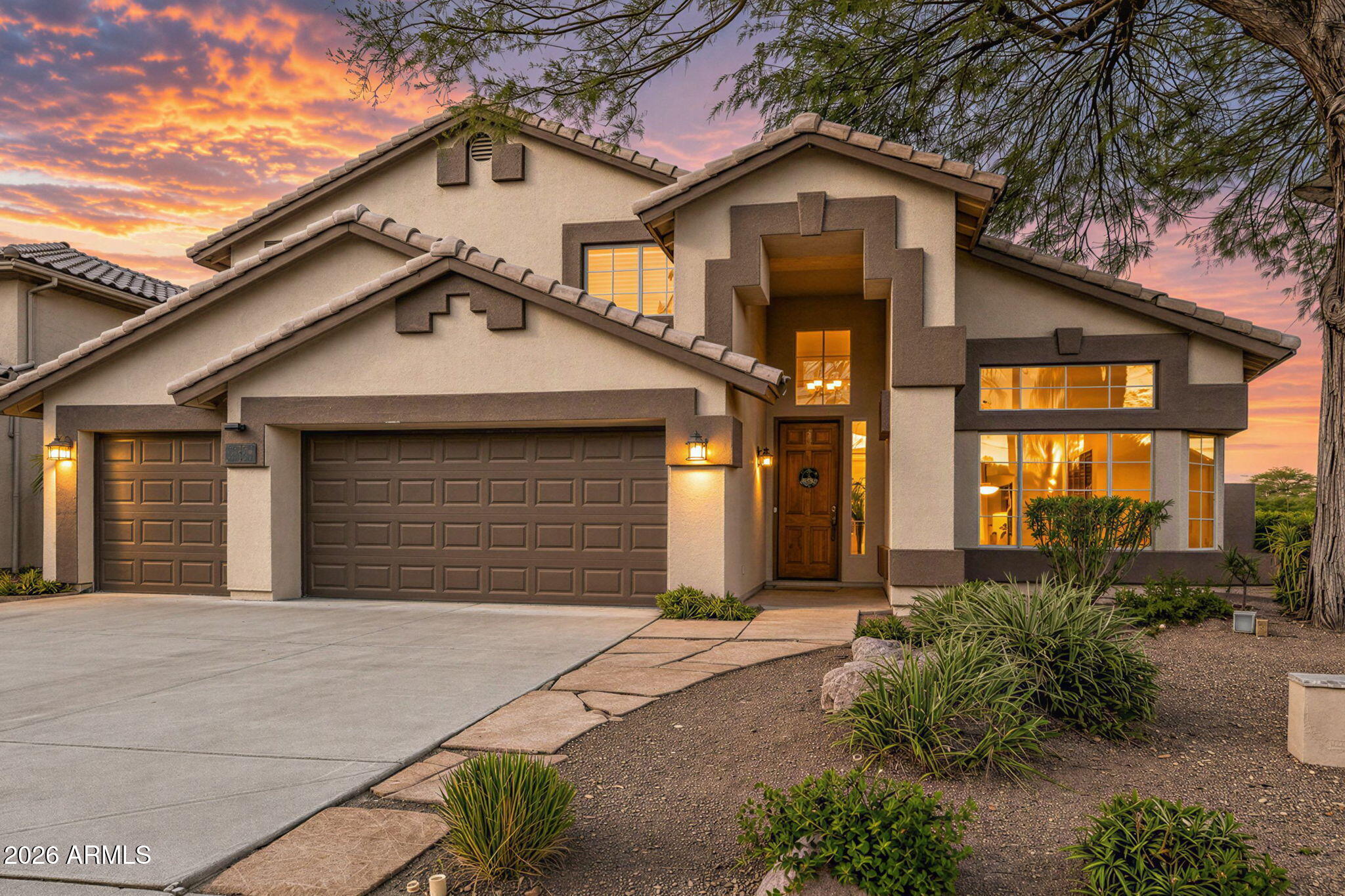 Great corner lot home! Enter into the formal living and dining areas, featuring vaulted ceilings. Carefully maintained and gently lived in by its original owner, this home reflects true pride of ownership throughout. Improvements included new HVAC units(2024), pool pump(2020), water heater(2025), AND PAID OFF SOLAR. Open-concept design with a spacious kitchen overlooking  the great room with fireplace. All four bedrooms and the office feature plantation shutters for added privacy and light control. Two secondary bedrooms share a Jack-and-Jill bathroom for everyday convenience. The main-floor primary suite includes private backyard access. The backyard offers a covered patio, built-in BBQ, spa, pool, and mature landscaping with colorful blooms. Close to schools and Desert Breeze Park.