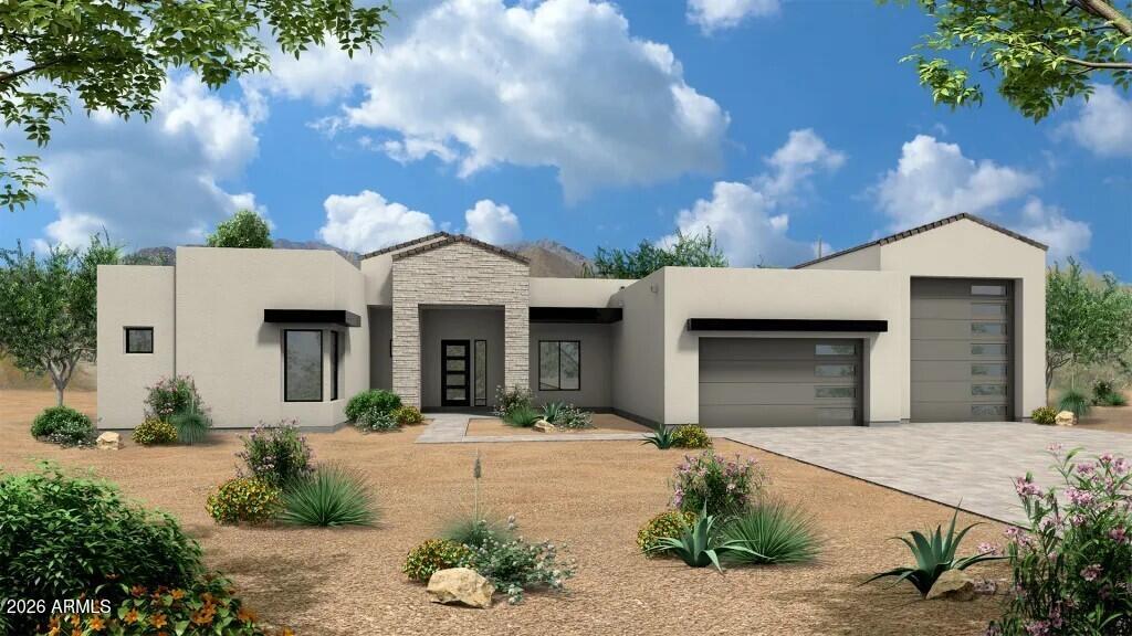 Choose Your Own Options! Spec-home to be constructed. This luxury home CAN feature an Iron entry door, Island kitchen with Wolf/Subzero appliance package- 48'' gas range, micro drawer and built-in 48'' refrigerator. Property includes a paver driveway, oversized three-car tandem garage, and 49' RV garage, ideal for car collectors and RV enthusiasts. The plan includes four bedrooms plus an office, 4.5 bathrooms, a grand guest suite with its own living area, and an upscale owner's suite with a freestanding tub, walk-through double shower, and oversized walk-in closet. Details such as 90/10 smooth contemporary wall finish, 8' doors, elevated ceilings, 2x6 ext. walls, post tension foundation, spray foam insulation exemplify upscale living. Features, Photos & options are from a completed model.
