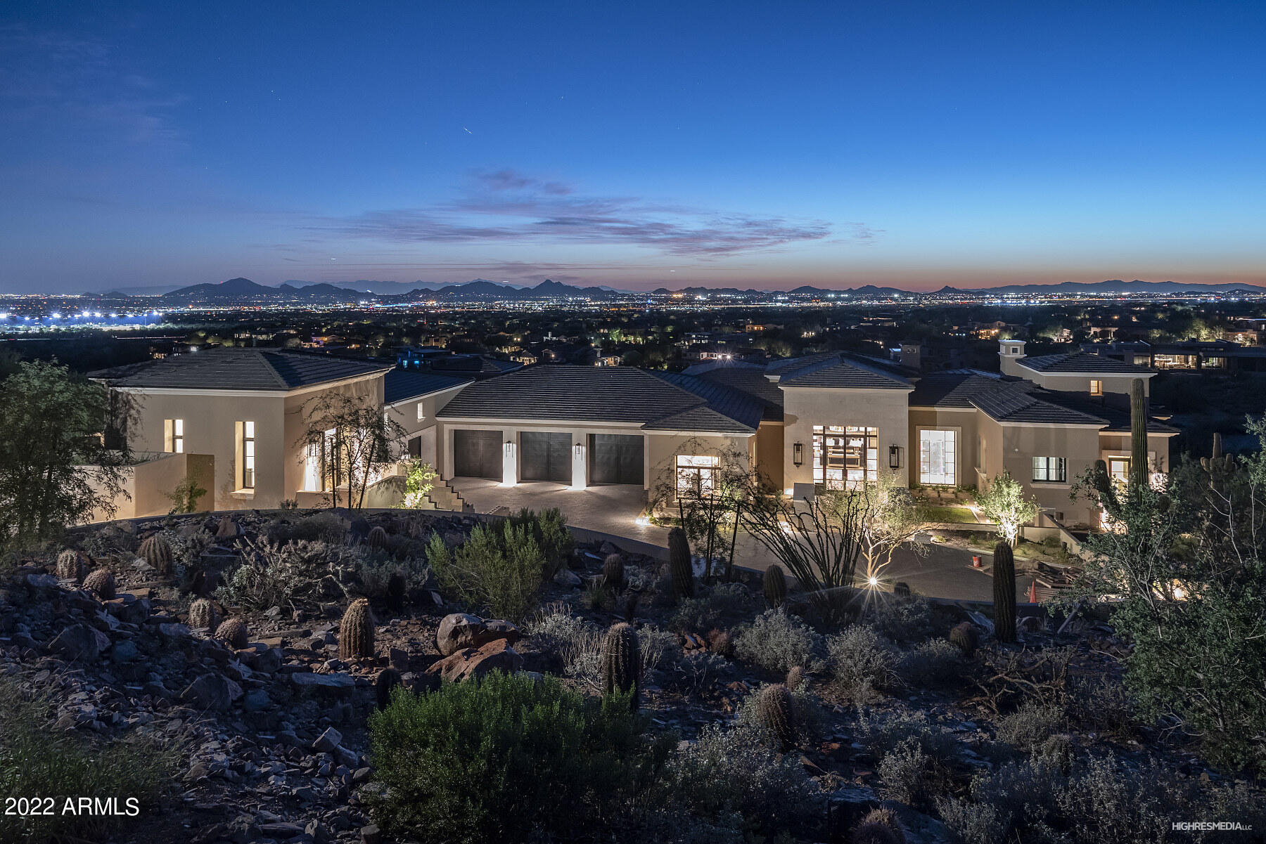 NEW 2023 CONSTRUCTION!!  SILVERLEAF, Upper Canyon. With FABULOUS DOMINANT VIEWS of McDowell Mtns, Camelback Mtn,+Mummy Mtn, this 4 bed 7 bath w/ Casita,10 CAR GARAGE, 7,183 SqFt home is surrounded by Natural Open Space offering the utmost privacy. Elegant master has 2 full bathrms-each w/ huge marble showers. The single level extends to the backyard which was raised a whole level to lead directly out to the unobstructed views w/ multiple grass areas, 4 sided negative edge pool+spa, firepit + ramada.Chef's Kitchen has 3 large islands + 2 spacious marble walk-in pantries and opens to a magnificent great rm w/ glass wine wall + L shaped pocket doors. Steel glass entryway + light oak wood floors throughout.This home also features a theater, office, flex rm+ huge motorcourt. 
New and Beautiful Some of the photos were taken while home was under construction.