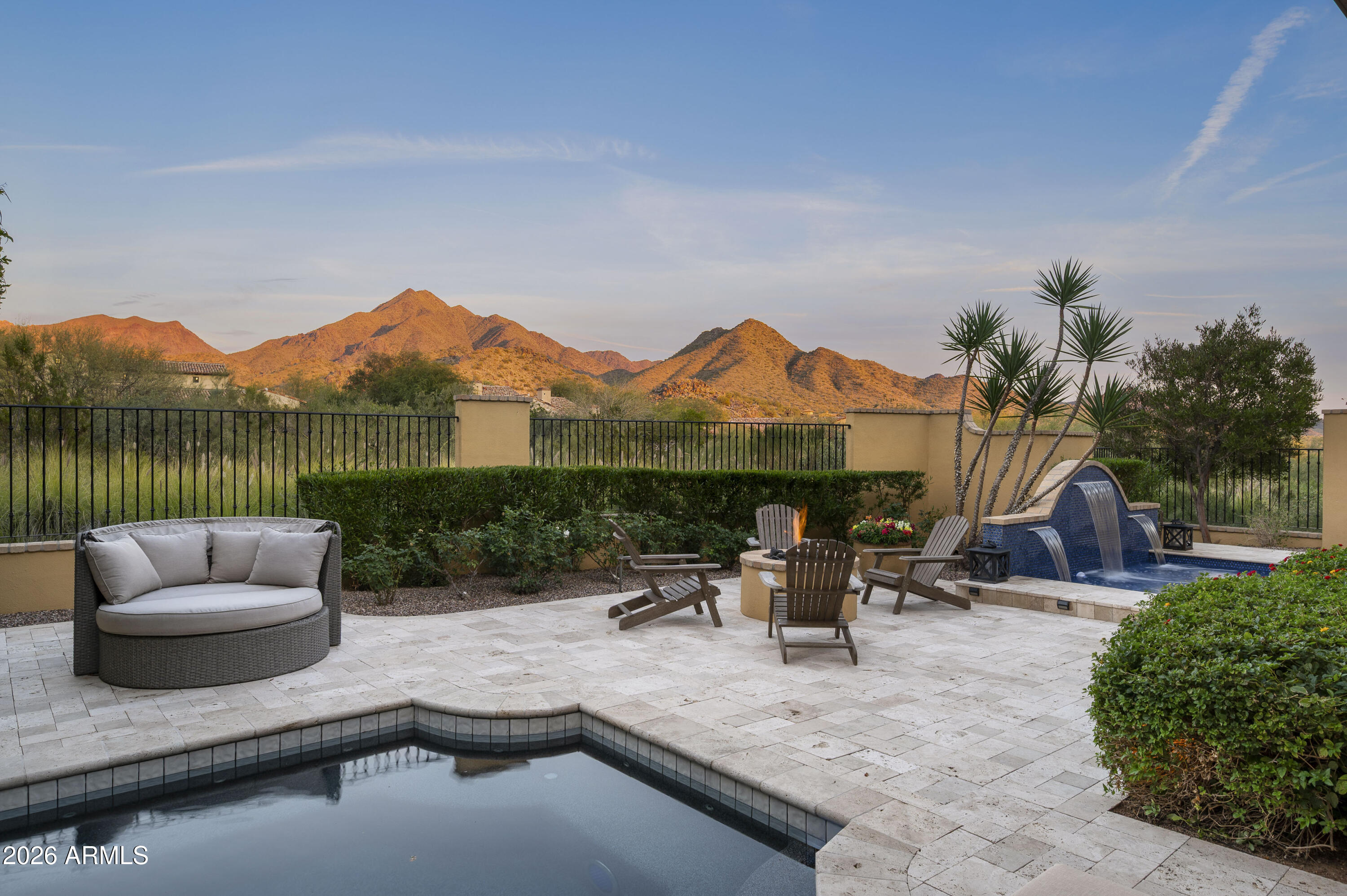 Sweeping mountain views in Silverleaf!  An extremely rare find at this price in one of Arizona's most coveted addresses. A turn-key opportunity as the home is offered FULLY FURNISHED  Stylish and current design is accented by breathtaking panorama of the McDowell Mountains.  Desirable location within the community - just blocks to the guard gate, the Silverleaf Clubhouse, and the Village Health Club at DC Ranch.  This home boasts a dramatic open concept floor plan and distinctive features such as a grand rotunda entry with curved staircase, vaulted great room that opens to kitchen, versatile office/den on the main floor plus a separate entry guest casita.  Main level primary suite captures mountain views and features wet bar, walk-in closet, dual vanities with marble tops, soaking tub and walk-in shower. Two oversized guest suites plus a loft area are found on the second floor. State-of-the-art interior finishes include wide-plank hardwood floors, Wolf double-ovens and steam oven, Wolf 6 burner cooktop, temperature-controlled wine room, grand great room fireplace with wood paneling and marble facing, Crestron A/V system and lighting, whole home water filtration, large walk-in pantry, 3 car tandem garage with epoxy flooring and built-in cabinetry. Charming center courtyard features lockable gate and sitting area with water feature, creating an elegant, private entry. Ultimate Arizona outdoor living is found in the backyard with large covered patio with misters, plus adjacent Wolf BBQ center, water feature, firepit, additional hardscape, and heated splash pool/spa enhanced by nearly unobstructed views of the majestic McDowell Mountains. 

Silverleaf, located in North Scottsdale, Arizona, is a prestigious guard gated community known for its luxurious estates, exclusive golf courses, private Club and stunning desert landscapes. The Tom Weiskopf-designed Silverleaf Golf Course is a highlight for golf enthusiasts. With a blend of Spanish and Mediterranean-inspired architecture, the community offers a high standard of living, including upscale amenities like spas, fine dining, hiking and exclusive shopping. Residents enjoy a harmonious balance between modern luxury and the natural beauty of the desert environment, making Silverleaf a sought-after destination for those seeking an exceptional lifestyle in North Scottsdale.