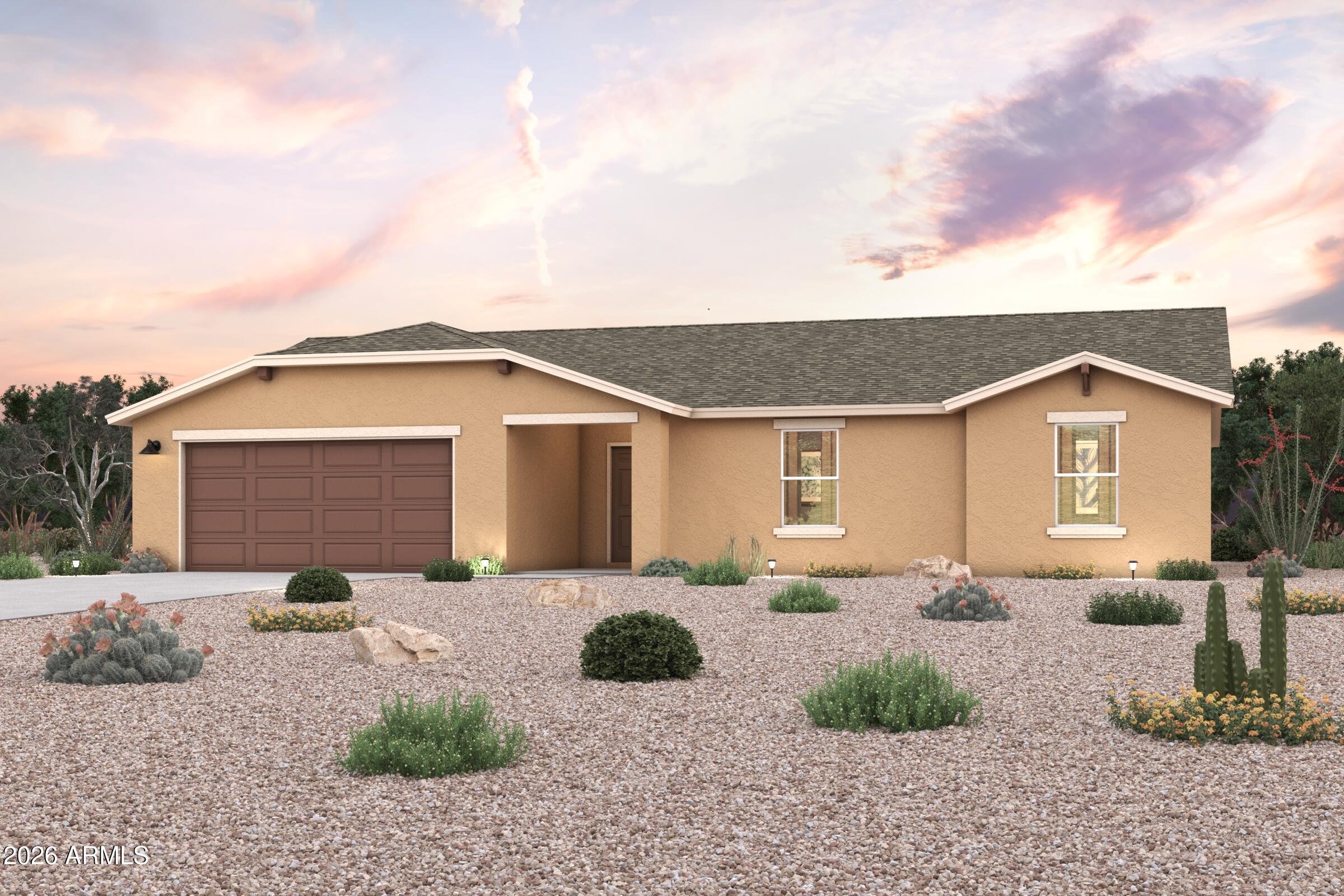 Discover Your Dream Home in Arizona City! This Catalina Plan is a stunning single-story home designed for modern living. Its open-concept layout seamlessly connects the living, dining, and kitchen areas--ideal for both relaxation and entertaining. The well-appointed kitchen features stylish cabinetry, sleek quartz countertops, and LG appliances, including a smooth-top range, microwave, and dishwasher. The primary suite offers a tranquil retreat with a private bath, dual vanity sinks, and a spacious walk-in closet. Each of the two additional bedrooms also includes its own walk-in closet. A dedicated laundry room and a generous two-car garage enhance the home. Enjoy the benefits of energy-efficient Low-E insulated dual-pane vinyl windows and a one-year limited home warranty.