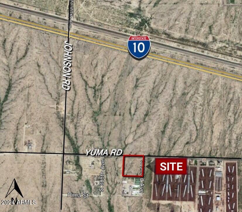 Ideal industrial site. * Easy access off of Interstate 10. * Yuma Road paved frontage. *
Close to the City of Buckeye Municipal Airport. *
Flat, buildable, and no floodplain. * Located in the Arizona Opportunity Zone.