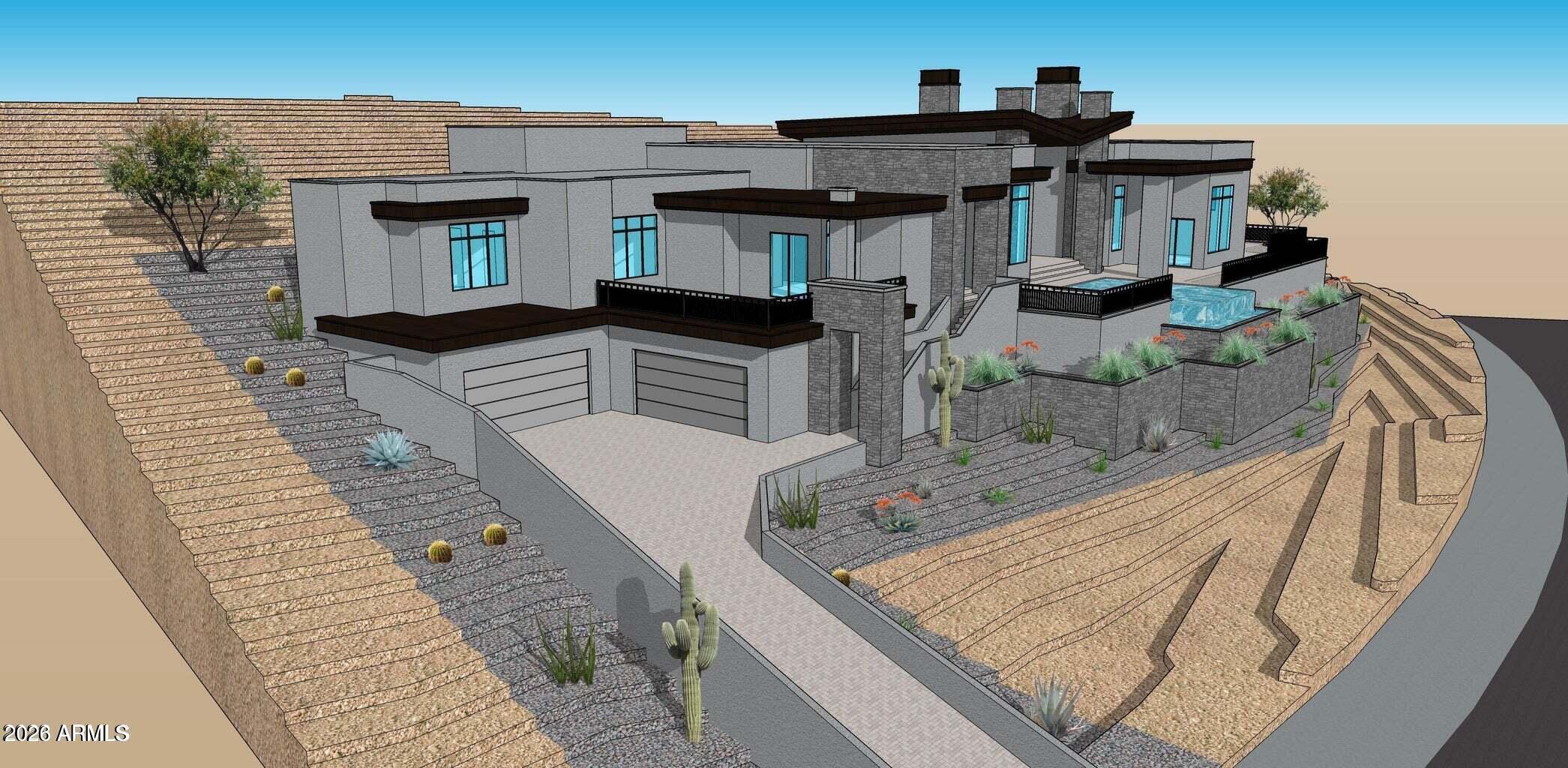 Rare opportunity for a large 1+ acre hillside custom home site in the prestigious Sanctuary development in the highly desirable Ahwatukee Foothills. Acres and Acres of adjoining open space to the north ans east create a very private estate setting with awesome views of The Foothills gold club golf course and lake. Experience spectacular mountain views, gorgeous sunsets and foothills city lights. 17,000 sf Total Gradable Area (9500 sf max under roof.) Owner has conceptual drawing by popular local designer. Great Ahwatukee Location, Award winning Kyrene Schools!

Seller has CITY PERMITS COMPLETED which is a 2.5 year process and has had architectural blueprints drawn up and has worked w/ a builder and has received HOA approval.  All documents provided to buyer upon COE.