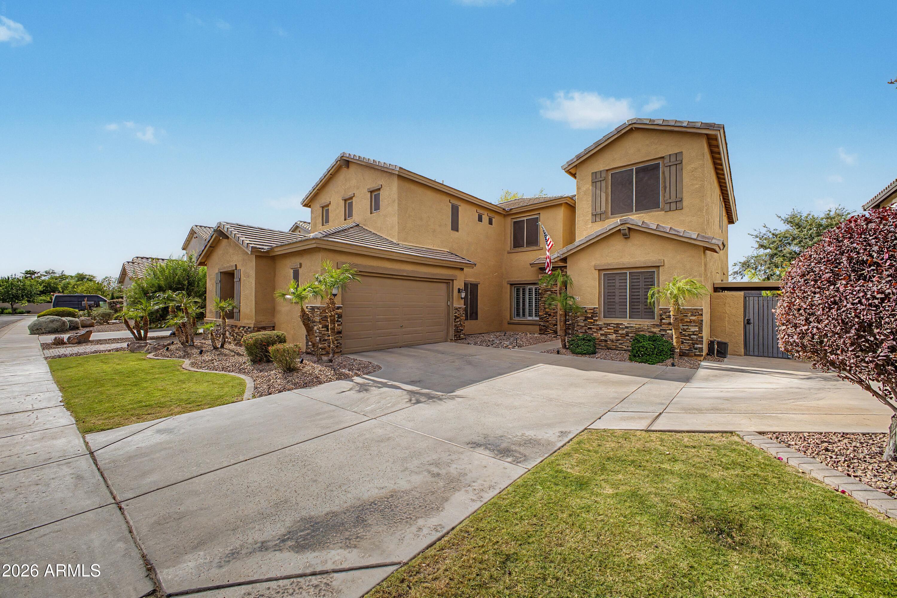 Welcome to this beautifully updated 6 Bedroom 3 bathroom home in South Chandlers most desirable neighborhood. Offering exceptional floor plan and generous living spaces, this home is perfect for growing families, multi-generational living or anyone seeking room to spread out and enjoy. The spacious primary suite features a private sitting area, creating the perfect retreat for relaxation, a home office, workout space, or nursery. Inside, you'll find a formal living room, formal dining room, inviting family room, and a bright breakfast nook, providing multiple spaces for entertaining and everyday living. Step outside to your backyard oasis featuring a sparkling swimming pool and a premium north/south facing lot with no home directly behind, offering added privacy and open views. Come see this exceptionally well cared for home from its original owners of 21 years.