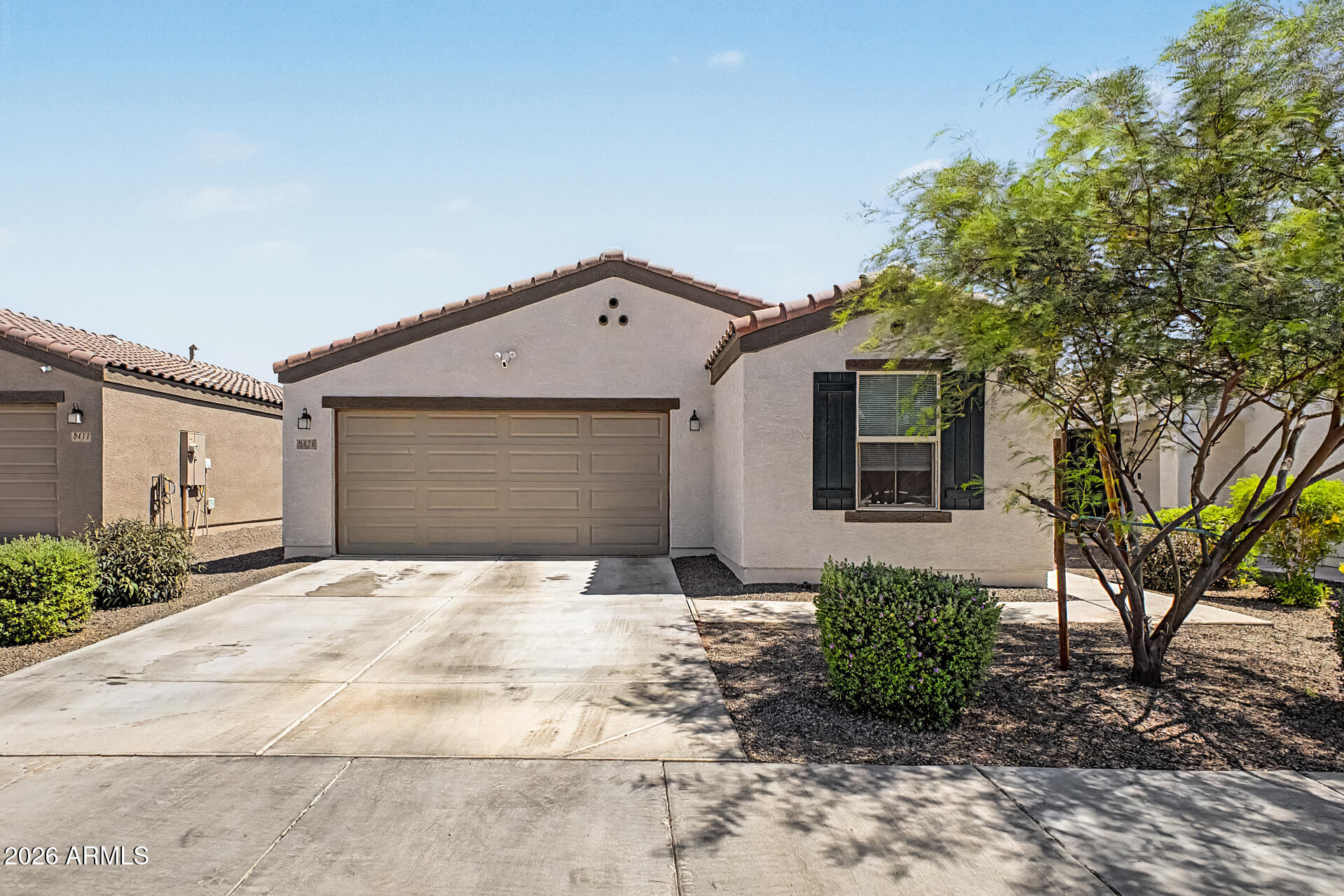 Fall in LOVE with this beautiful home in Tierra La Bella! Offering 3 beds + den, 2 baths, 2-car garage, great curb appeal, and a delightful landscape. The inviting interior features a welcoming foyer, tons of natural light, a designer palette, recessed lighting, wood-look tile flooring in common areas, and plush carpet in bedrooms. The spacious, seamlessly flowing open layout is perfect for everyday living & entertaining! The impressive kitchen boasts SS appliances, granite counters, a pantry, ample cabinetry, and an island w/breakfast bar. The versatile den is ideal for an office or home gym! The large main bedroom has a walk-in closet and an ensuite with dual sinks. Outback, you have a covered patio, well-laid pavers, a lush lawn, and a storage shed. Excellent location! Home, sweet home!