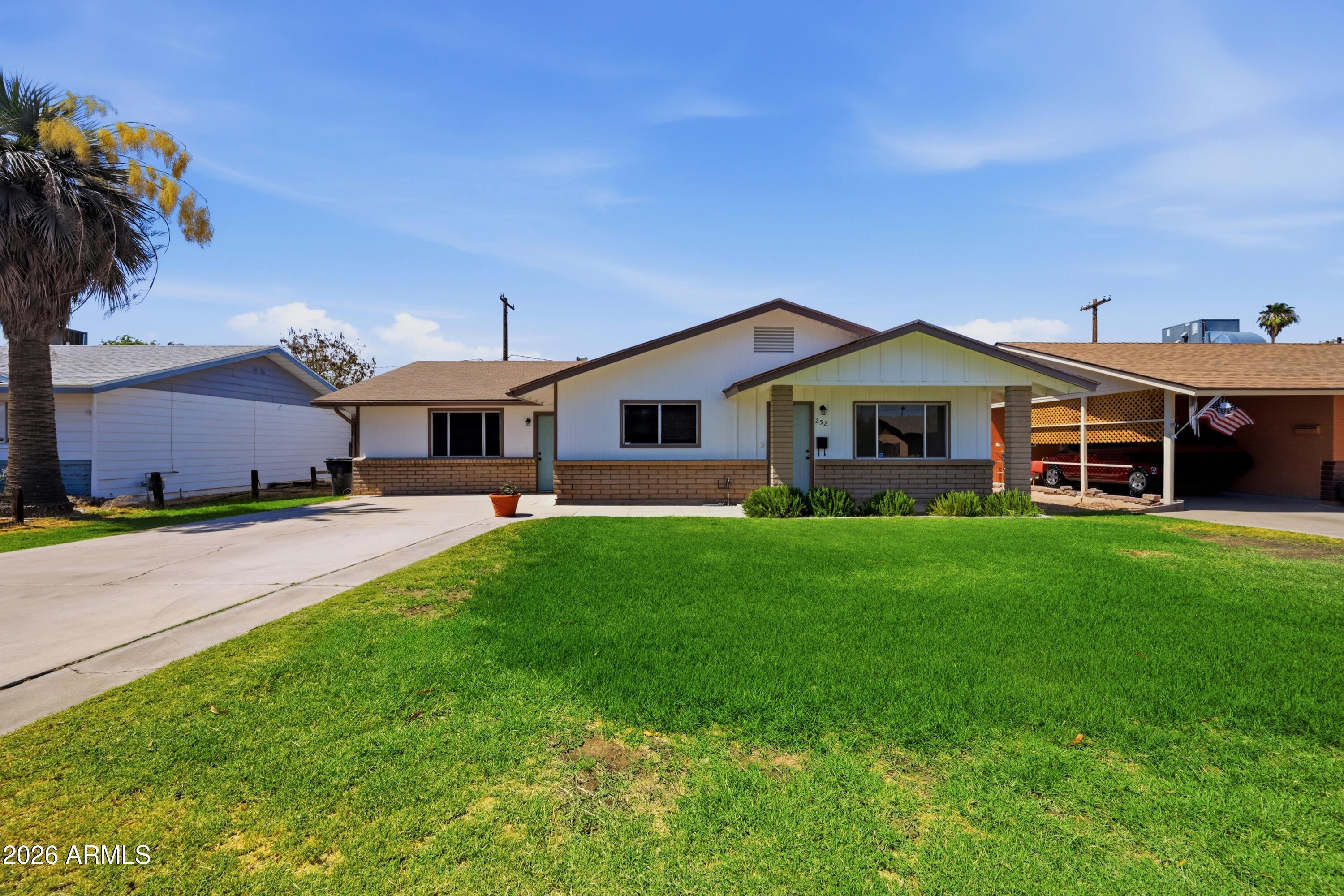 This Fully Remodeled 3-bed, 2-bath home is a true gem! It is a spacious 1,867 sq ft of living space with a massive great room with its own entrance that can double as a 4th bedroom. Fresh paint inside & out and all new luxury Vinyl flooring, tastefully upgraded Kitchen cabinets and counter tops with a full set of new stainless steel appliances, fully updated bathrooms, & new fans and fixtures throughout. Well groomed grass areas in front and back with a healthy citrus tree. The landscaping adds to this amazing curb appeal. Home also comes with Washer/Dryer, & shed. This home is very welcoming, perfect for entertaining and in a great neighborhood...priced to sell!! Nestled on a generous 6,120 sq ft lot, this home is conveniently located in the heart of Mesa near shopping and major freeways