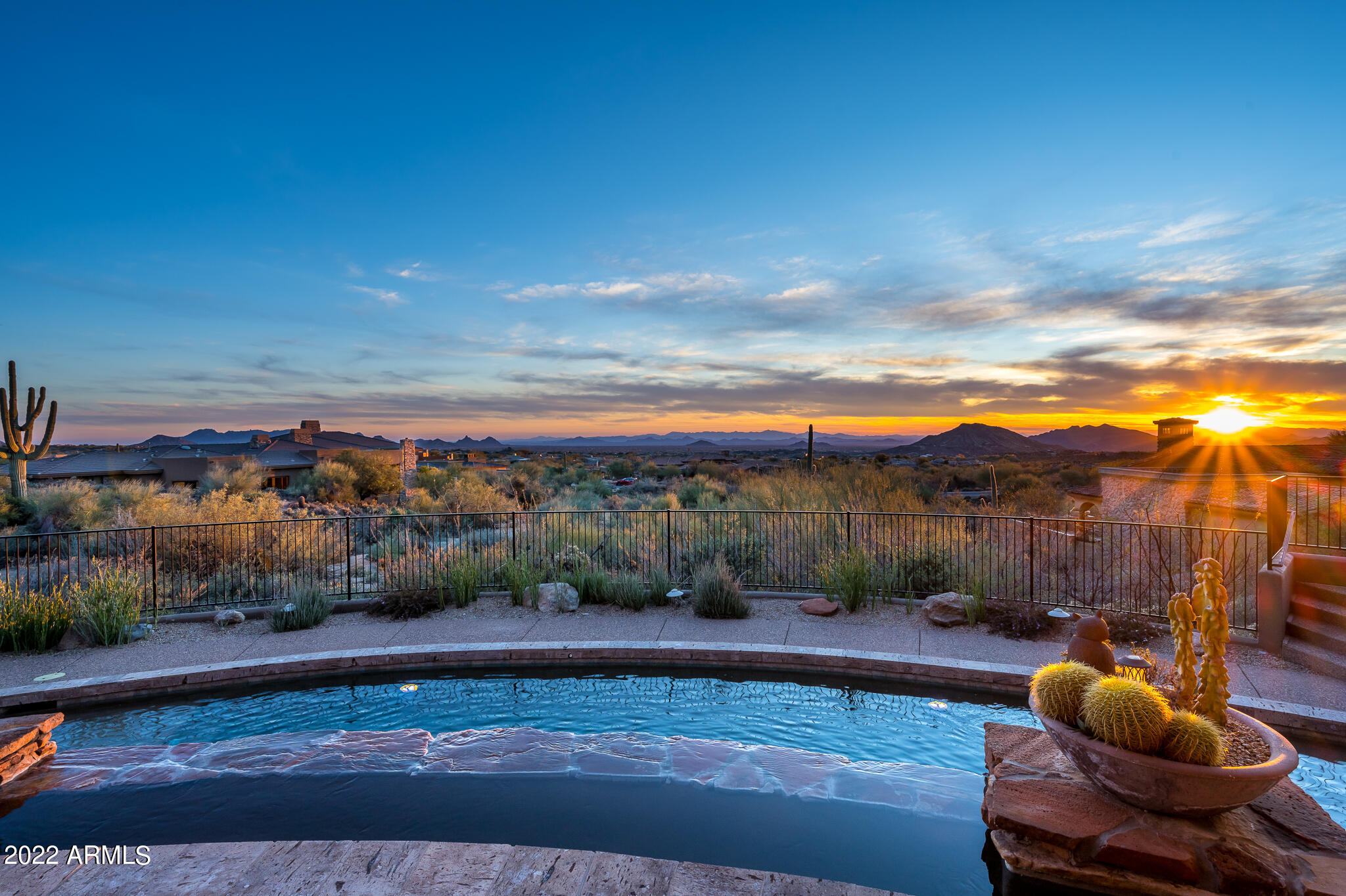 GOLF MEMBERSHIP available from Seller with Club approval. Views, Views, Views.  Terrific home in the village of Lost Star at Desert Mountain.  Enjoy stunning views of the Valley of the Sun, sunsets, city lights and distance mountains from the McDowells' all the way to Continental Peak. The open and inviting split floor plan features four bedrooms all en suite, study with built in desk and bookshelves, spacious kitchen with extra large island for entertaining family and friends that opens to a large living room.   The outdoor living area offers a large pool, spa, fire place and built in BBQ. Master bedroom has a cozy sitting area, large walk in closet, double vanities, two water closets, large shower and tub.  
Most furniture available by separate agreement.
