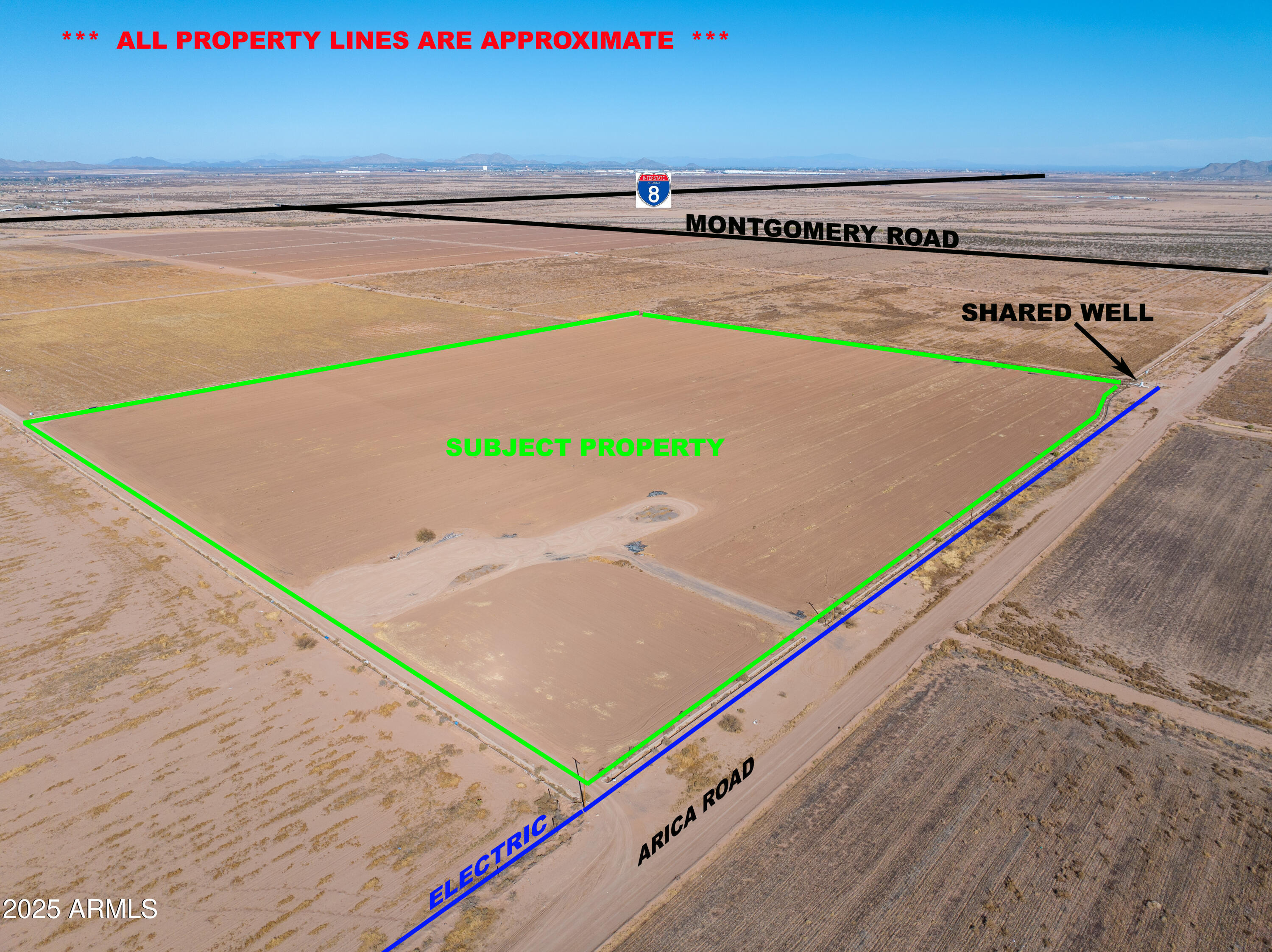 THIS IS A VERY CLEAN, FLAT, PREVIOUSLY FARMED PARCEL OF 40.33 ACRES JUST OFF PAVED MIDWAY ROAD, LOCATED 1 MILE SOUTH OF INTERSTATE 8. PROPERTY HAS IRRIGATION WATER RIGHTS, AND A 1/16TH INTEREST IN A MASSIVE IRRIGATION WELL. ELECTRICITY IS AT PROPERTY LINE. PROPERTY IS CURRENTLY LEASED TO A FARMER UNTIL END OF YEAR. LEASE MAY BE CANCELLED IF NEEDED DEPENDING ON CURRENT CROP.  ATTESA MOTORSPORTS COMPLEX UNDERWAY JUST 2 MILES TO THE EAST. LUCID MOTORS AND TRACTOR SUPPLY LOCATED JUST 10 MILES FROM PROPERTY. LASER LEVELED IRRIGATED FARMLAND IS THE MOST DESIRABLE LAND THERE IS. THIS PROPERTY HAS ELECTRIC AT PROPERTY LINE AND SHARED INTEREST IN MASSIVE WELL. BETTER HURRY!