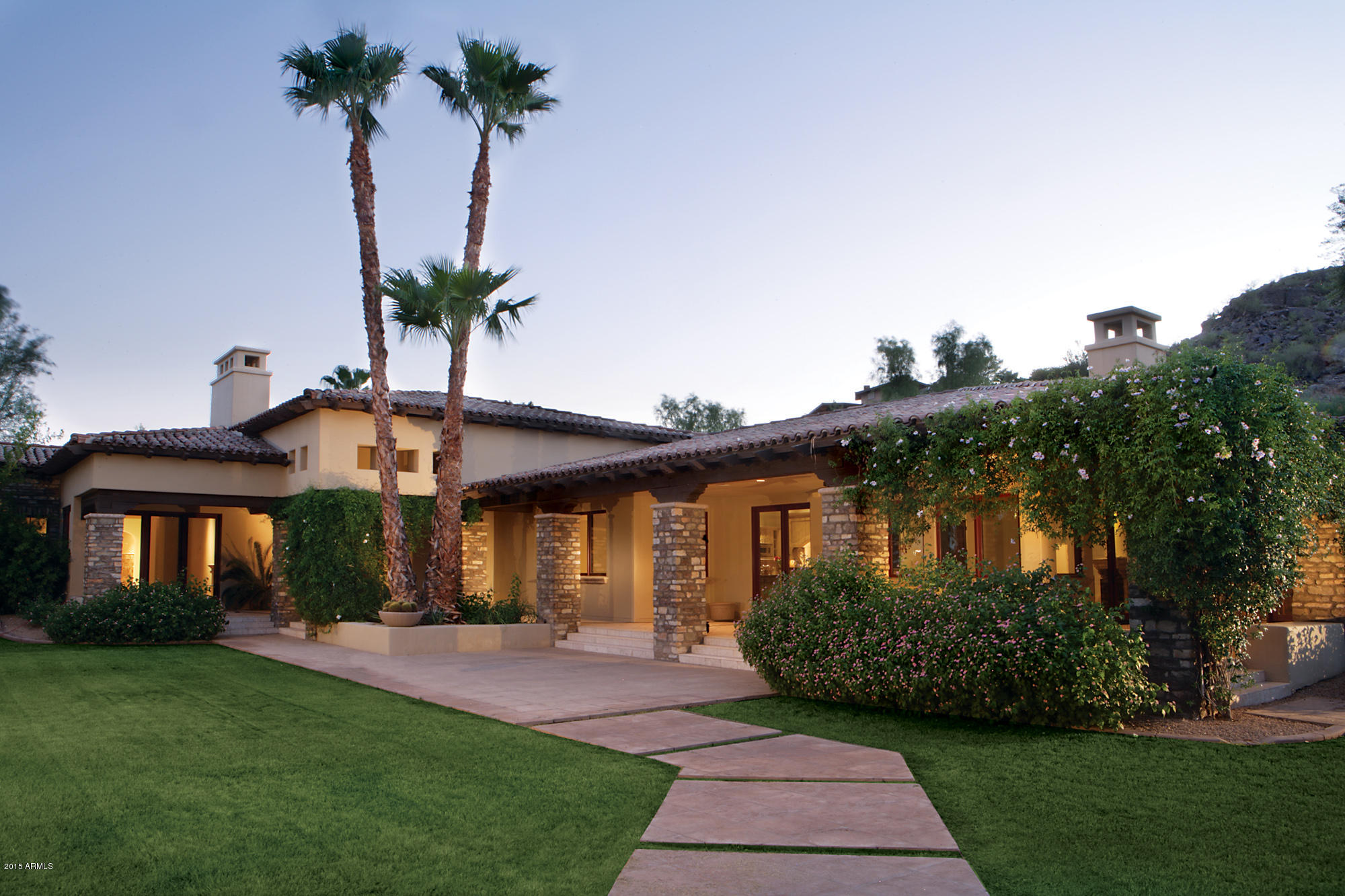 A single level, no interior steps, European style custom home with Library/Study opening to front courtyard and 5 ensuite bedrooms. This includes an attached guest Casita with its own HVAC system. This  great floor plan affords privacy, and AC efficiency. The Master wing to the east;A 3 bedroom ''guest wing'' has its own flex room to the north west; and the guest Casita to the south west. Other amenities include Wine cellar, butlers pantry formal dining and living room, family room. Beautiful gazebo with fireplace and outdoor Kitchen. Pool Spa, recessed sport court,4 car garage, porte cochre. All nicely tucked away in a private cul d sac lot in 24 hour guard gated Judson Community across from the soon to be Ritz Carlton Community..... more....
