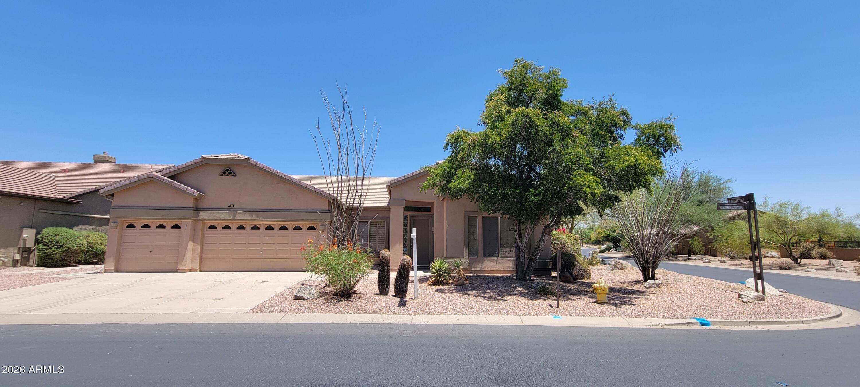 Nestled within the gated Boulder Mountain enclave of Las Sendas, this single-level home offers 2,413 sq. ft. with 3 bedrooms, 2 baths, and a 3-car garage. Built with partial block construction and topped with a tile roof, the home provides a spacious floor plan and an exceptional opportunity in one of Northeast Mesa's most sought-after communities. Thoughtfully priced to reflect the chance to add your own touches over time, it represents outstanding value compared to competing properties. Residents enjoy Las Sendas amenities including pools, tennis, pickleball, parks, trails, fitness center (by separate fee), and the Robert Trent Jones Jr. golf course, all with convenient access to the Loop 202 freeway, Tonto Natl. Forest, Saguaro Lake, and Salt River recreation.