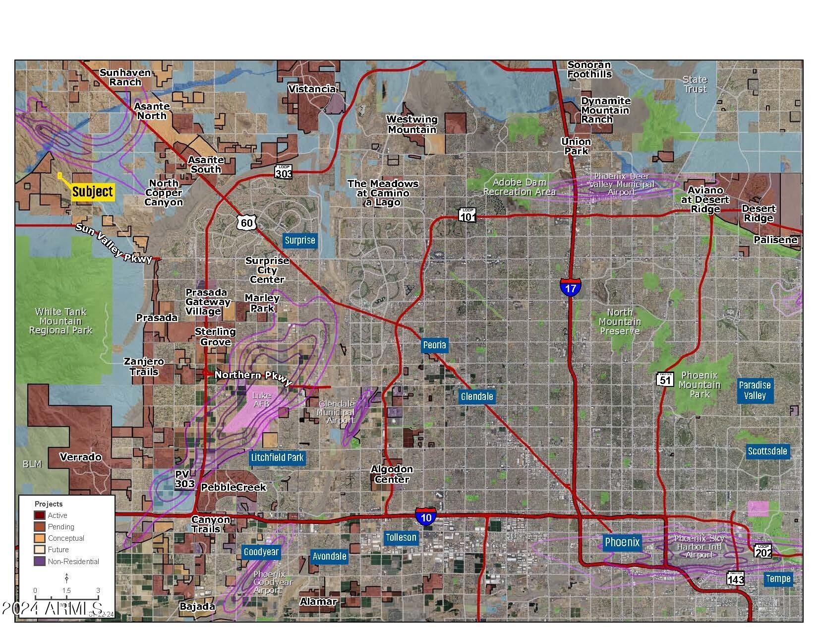 ±19.04 acres available on 223rd Ave & Pinnacle Peak Rd Alignment. Property is within the City of Surprise water and sewer area, line extensions needed to get utilities to the property. Paved access from Sun Valley Pkwy to the property. APS electric needs a line to the property.
