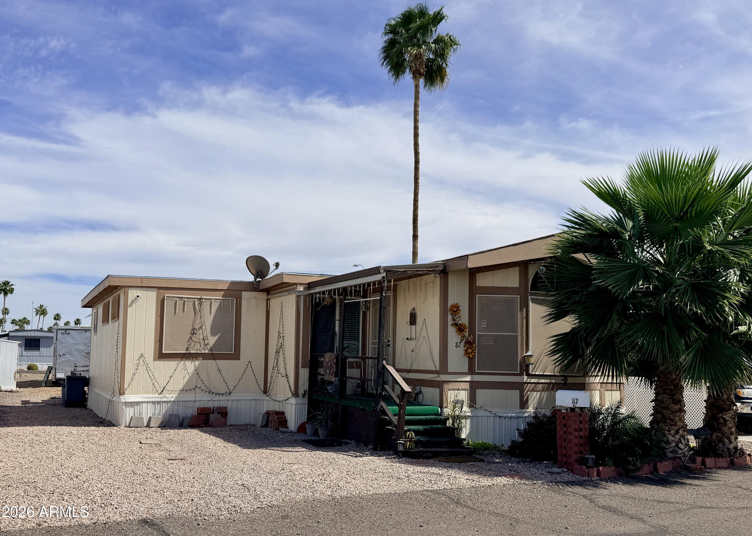 Lovely home home with approx. 1,200 sq ft, including a spacious Arizona room. Home features fresh paint, newer Samsung appliances, washer/dryer,  newer 4 ton A/C, 1-year-old 40-gallon water heater, upgraded high-end windows, and a walk-in travertine shower.

The functional layout plus Arizona room provides flexible living space for relaxing, hobbies, or guests. Located on a leased lot, with seller willing to negotiate a prepayment towards the Lease!

About Broadway Estates: This peaceful and friendly 55+ community has just 122 homes and amenities including a clubhouse, pool & spa, pickleball courts, fitness center, billiards, laundry room, fire pit, and more.

This home combines comfort, function, and lifestyle--don't miss this beautiful home!