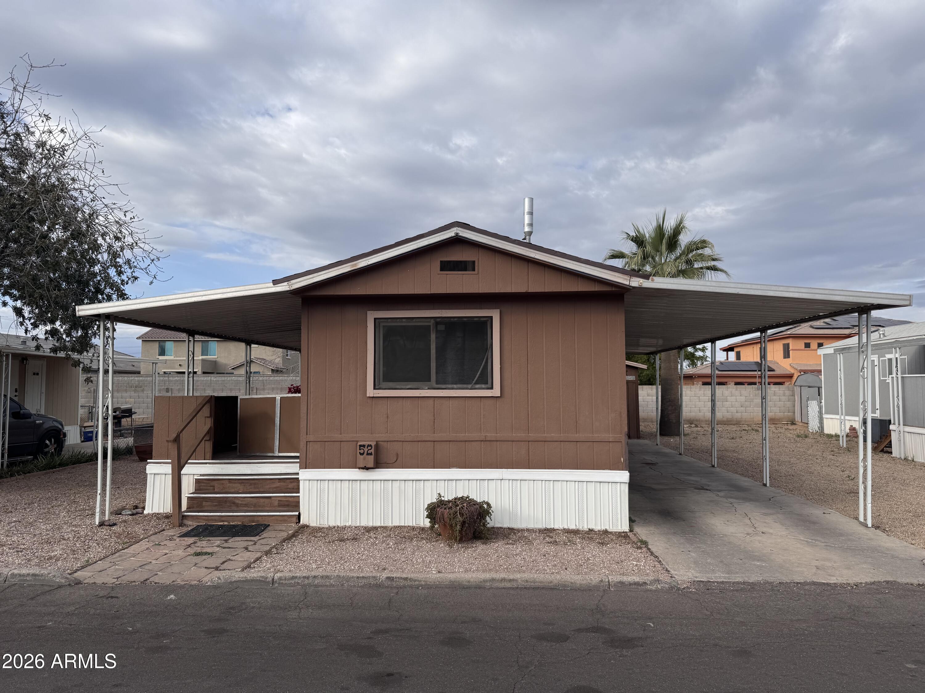 Oversized backyard space in an amazing location on the edge of Glendale and Peoria. Situated in a very flexible, all-ages, and rent-friendly park mobile home park, hard to find and full of potential. Make: Progressive, Year: 1984, Size: 14x64, VIN: PHIA7830312