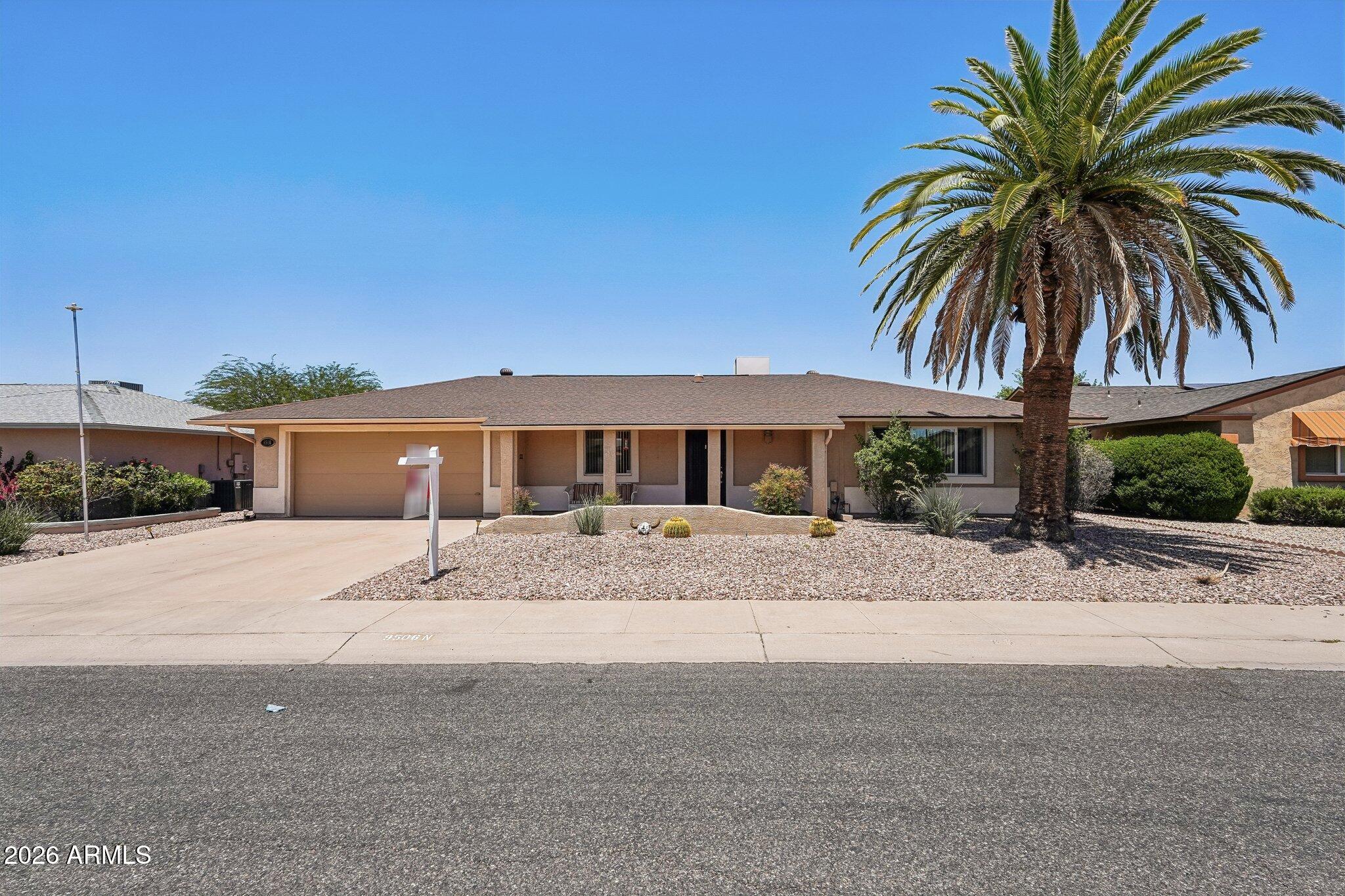 This Updated 2 BR, 2 Bath, 2 Car Garage w Den or Crafts room .  The Kitchen has granite counter tops w SS Steel Appliances.  Both Bathrooms have been updated w Tile.  The AC was replaced in 2021 & the roof replaced in 2016.  This house has been maintained & has been pre inspected & issues addressed.  All the amenities of Sun City and more