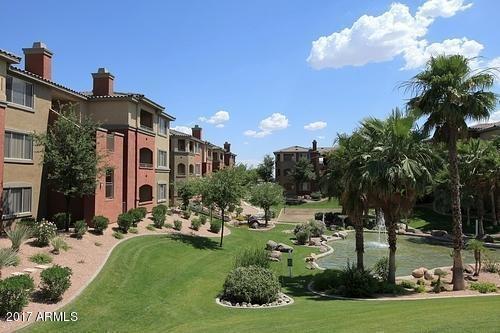 RESORT ATMOSPHERE COMMUTER CONVENIENCE! Desirable Red Rox Condominium. Super clean two tone paint, crown moldings, ceiling fans, light maple cabinets, tile floor, granite counters, laminate flooring, all appliances including washer and dryer. Large bedroom with walking in closet, 9+ foot ceilings. Patio on green belt with view of putting green, fountains, and pool. Extra storage closet. Two resort style community pools, built in BBQ and volleyball courts. Private fitness center, club house with kitchen, fireplace and large screen TV. Light rail stop one mile south, close to ASU, Tempe Town Lake, Parks, Old town Scottsdale, Downtown Phoenix, and spring training facilities