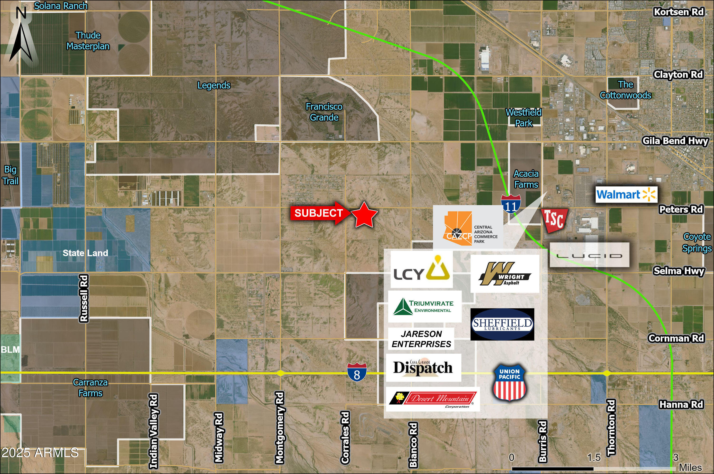 Property is located west of Casa Grande on Corrales Road.  Property is located just 2.5 miles west of the Lucid Motors Plant and the Industrial corridor of Casa Grande.  Excellent Investment or 1031 exchange.   Submit all offers.