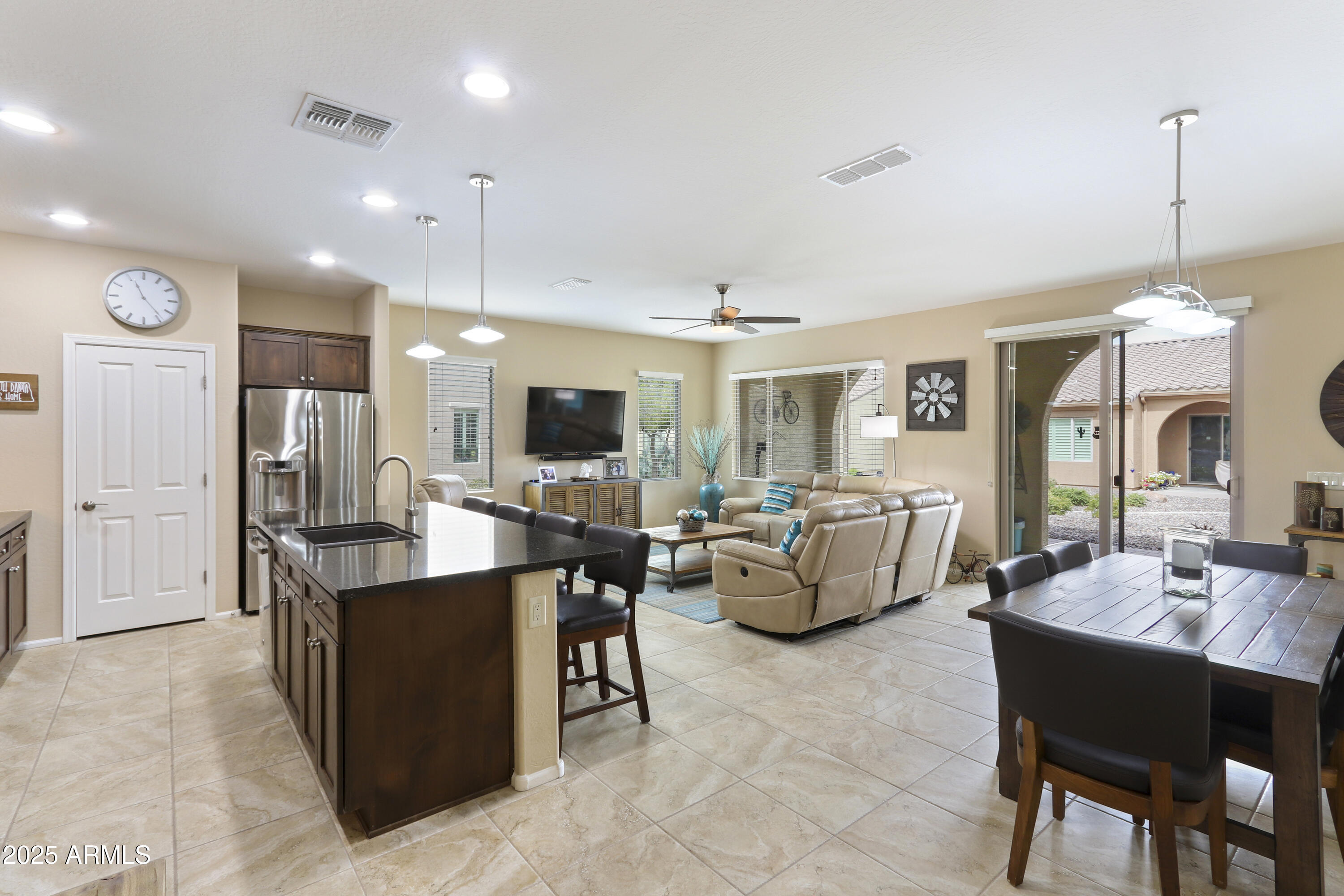 You will love this beautiful Furnished Sagebrush Villa on premium lot. This 2 Bedroom, 2 Baths, 2 Car Garage Villa is ideally located within walking distance to the Clubhouse, Sports Center & Restaurant. The kitchen features Alder cabinets (soft close & pull out shelves), Quartz countertops, tile backsplash, Blanco granite sink, SS appliances, under cabinet & pendant lights. New furnace in 2024, plus new water softener. Come see the many upgrades from the 18'' x 18'' tile flooring (no carpet), comfort height toilets, 2-tone paint, Master, guest closets & laundry have extra shelving, The insulated garage has wire shelving.  Step out back to the spacious covered patio w/fans, TV outlet and extended paver patio! All exterior maintenance & landscaping is taken care of for you.