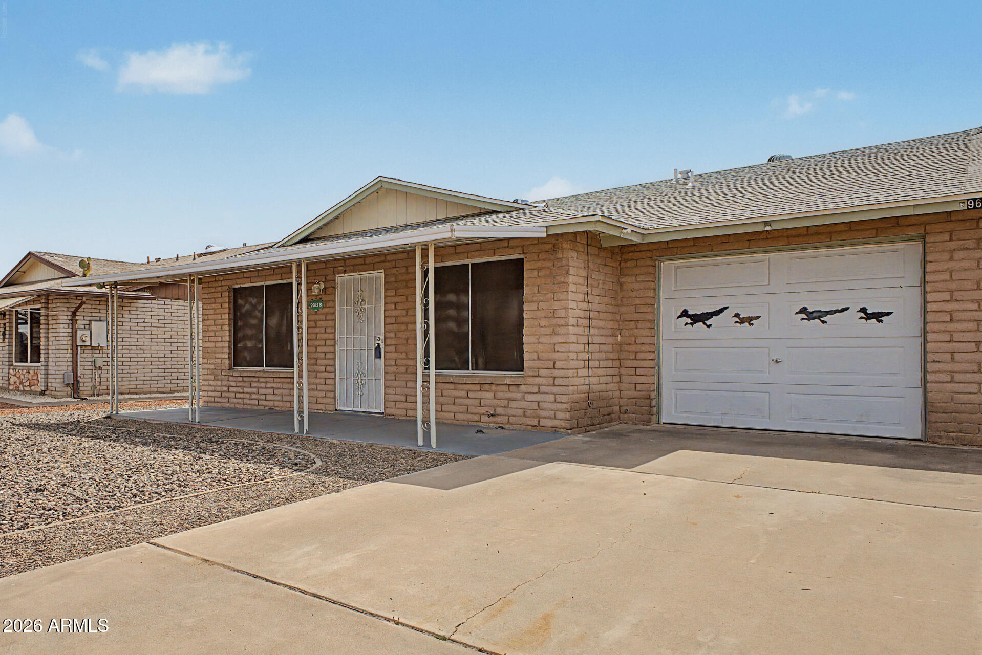 Well maintained 2 bed, 1.75 bath twin home in desirable 55+ Sun Air Estates. Kitchen features granite countertops with updated appliances including a new dishwasher and newer refrigerator. Major updates include A/C and roof approximately 3 years old and a new water heater. Dual pane windows provide added energy efficiency. Comfortable floor plan with covered patio, 1 car garage, and a **block fenced backyard for privacy featuring mature fruit trees and flowering shrubs**. Community amenities include clubhouse and heated pool with convenient access to the 101, shopping, dining, and entertainment.  Move in Ready!