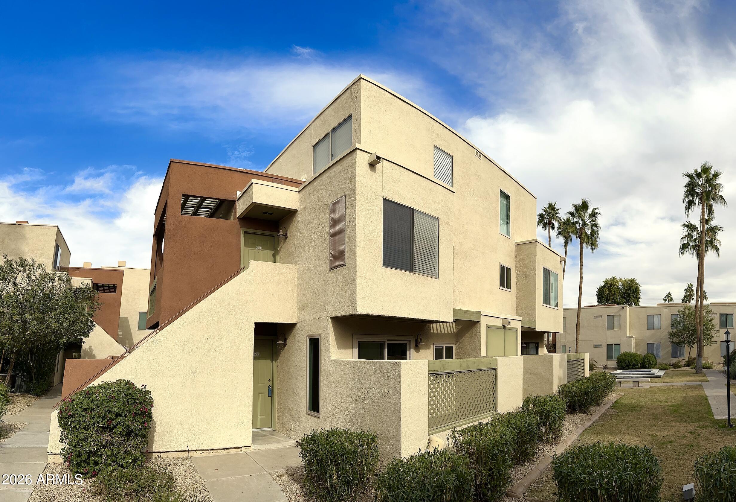 Have you wanted to Live a Mile from Old Town Scottsdale? Welcome home to this Updated ground floor unit with 2 private patios & open floorplan near Greenbelt with views of Camelback Mountain. Granite Countertops in kitchen & bathroom. Newer tile throughout, updated lighting, New Energy Star Windows & Patio doors installed 2023. New water heater in 2023. No Carpet! Spacious Primary & storage with Pantry next to Dining Area. Neighborhood has many amenities including Golf Course, 2 pools, BBQ, Fitness Center & Yoga room. Excellent location close to Old Town Scottsdale, highways, shopping & dining! Don't miss this out on this great opportunity to own an updated Condominium in an Ideal Location!