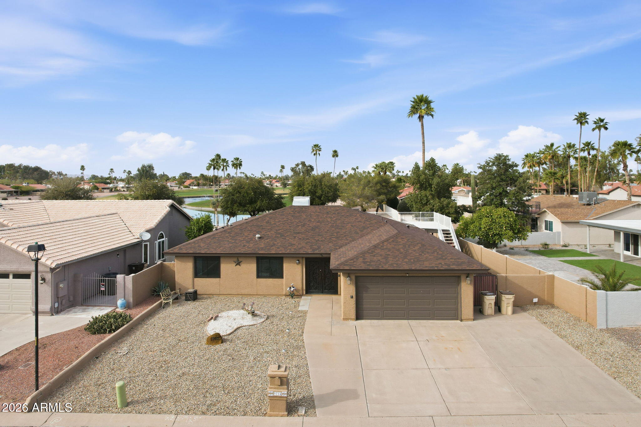 Discover this beautifully updated single-level home in the heart of Sun Lakes! The popular Alameda plan offers 1,823 sq ft with 3 bedrooms, 2 baths, an inviting AZ room, and scenic golf course + lake views. Enjoy a brand-new roof, remodeled kitchen and baths, tile flooring, and a private 2-car garage. Check out the stunning golf, lake and sunset views from the private oasis. Located in an award-winning active community with six golf courses, pickleball, tennis, lakefront paths, private dining & bars, and arts & crafts amenities. Perfect blend of comfort, style, and lifestyle!