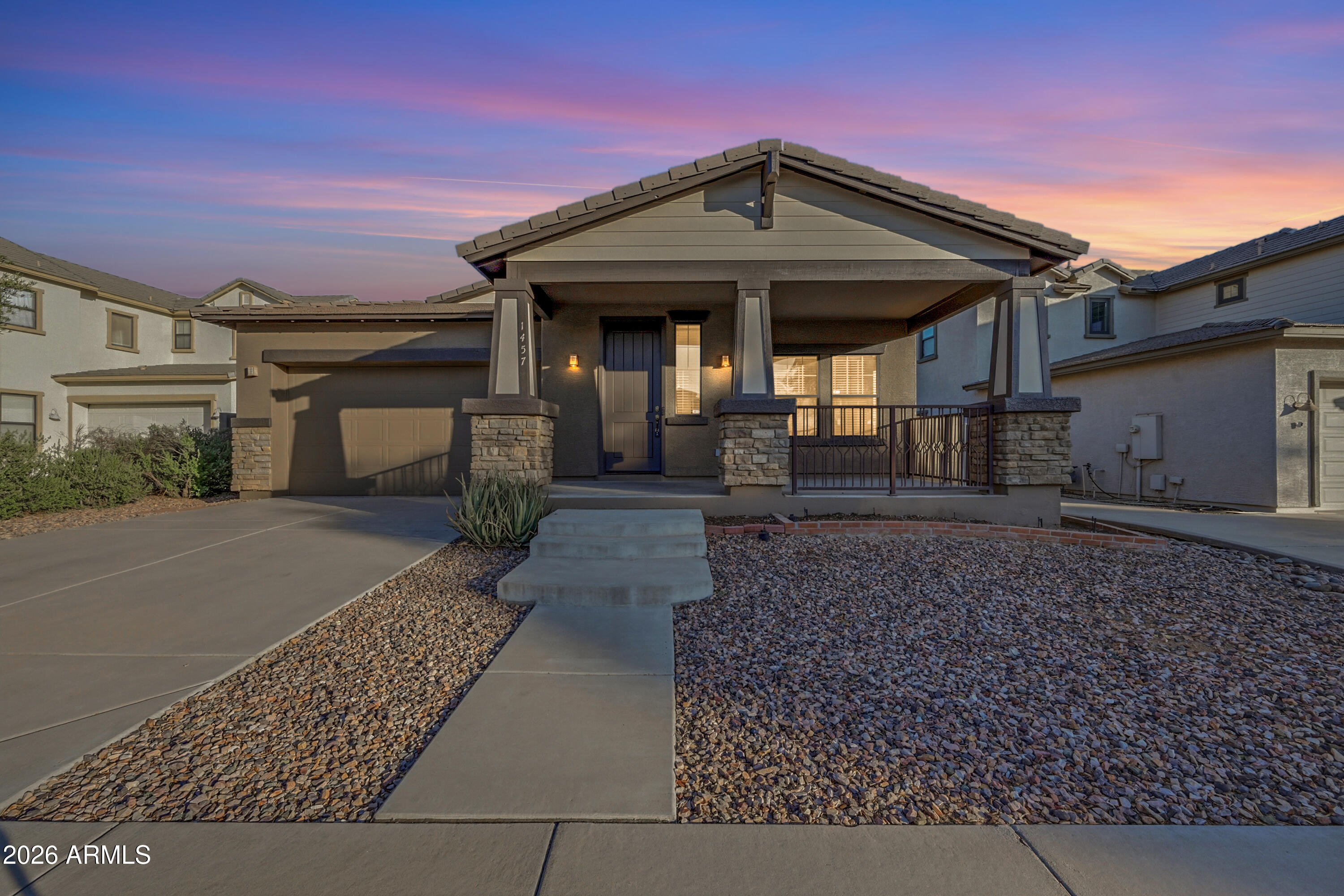 Turnkey single-level home featuring 3 bedrooms, 2 bathrooms, and a spacious open-concept layout. Recent improvements include fresh interior and exterior paint, a new air-conditioning system, and new stainless-steel kitchen appliances. The kitchen offers raised-panel cabinetry with crown molding and opens to a light-filled great room with surround sound. The primary suite includes a large walk-in closet and an oversized jetted tub. Outside, enjoy a welcoming front porch and a generously sized backyard ready for your personal vision--create a garden, entertaining area, play space, or desert retreat. Conveniently located near Downtown Chandler, Chandler Fashion Center, shopping, dining, and access to Loops 101 and 202, with connections to I-10.