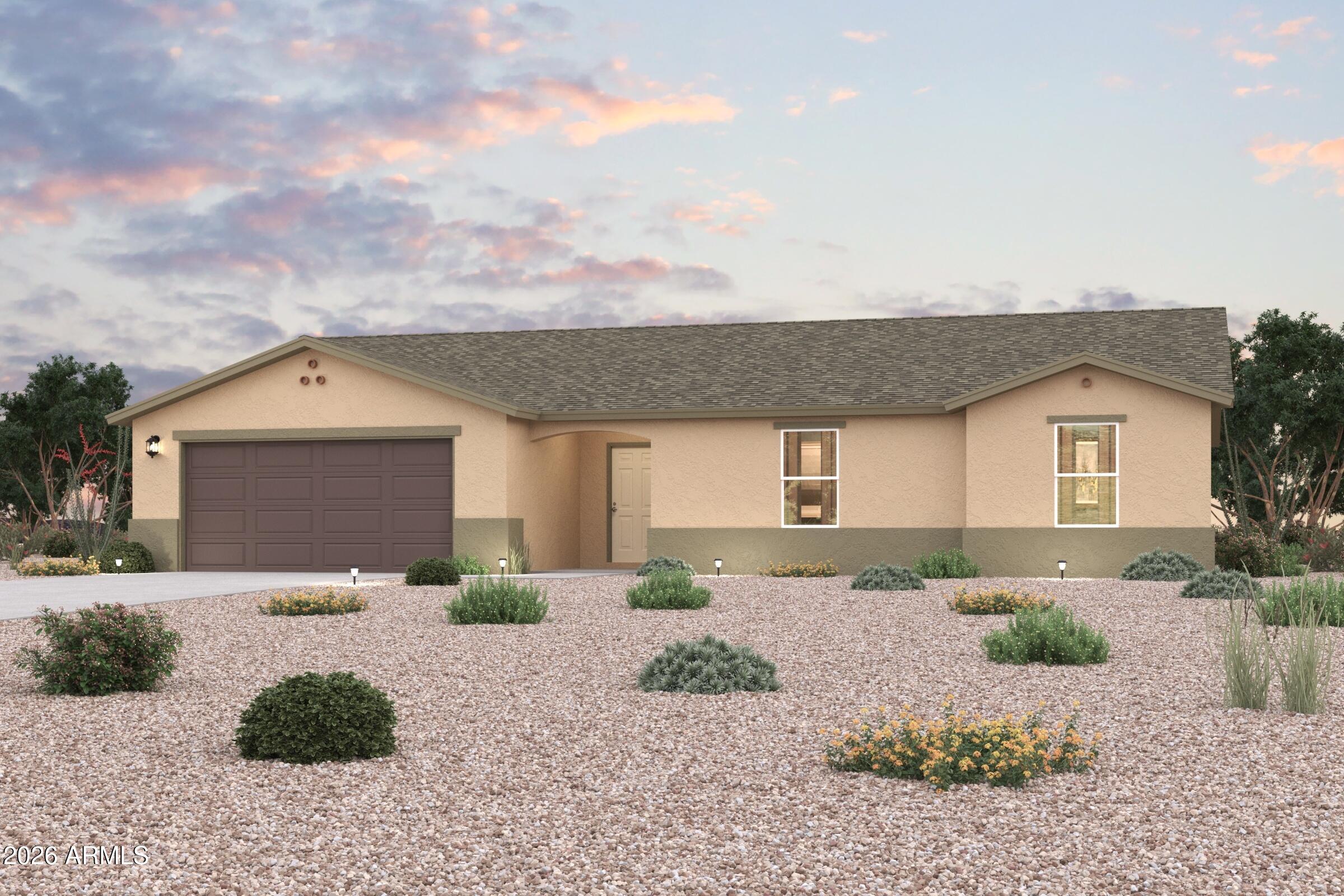 Discover Your Dream Home in Arizona City! This Catalina Plan is a stunning single-story home designed for modern living. Its open-concept layout seamlessly connects the living, dining, and kitchen areas--ideal for both relaxation and entertaining. The well-appointed kitchen features stylish cabinetry, quartz countertops, and LG appliances, including a smooth-top range, microwave, and dishwasher. The primary suite offers a tranquil retreat with a private bath, dual vanity sinks, and a spacious walk-in closet. Each of the two additional bedrooms also includes its own walk-in closet. A dedicated laundry room and a generous two-car garage enhance the home. Enjoy the benefits of energy-efficient Low-E insulated dual-pane vinyl windows and a one-year limited home warranty.