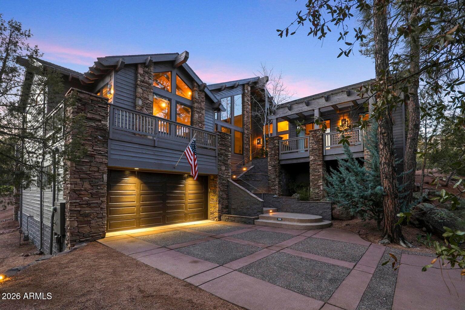 Experience luxury mountain living and premier country club lifestyle in guard gated community of Chaparral Pines. This 4 bed + 5 bath home features private elevator, separate office, two kitchens & two laundry (1 main level, 1 basement), and is perfectly positioned on the 17th fairway. Large picture windows frame beautiful fairway views while filling the home with natural light. This home is thoughtfully designed w/ versatile basement space that can be used for everyday living, multi-generational living, teen space, entertaining, health & wellness, office space, hobby room...the options are endless...offering the perfect balance of comfort, functionality, and privacy for all. 
Step outside to the expansive deck where you can enjoy peaceful mornings, cool mountain evenings, outdoor dining, and breathtaking golf course views year-round. Whether entertaining guests or relaxing in complete privacy, the outdoor living experience captures the essence of luxury mountain living. 

Some of the big things have been done for you - Newer roof, HVAC (1), carpet, interior & exterior paint, and water heater!

Chaparral Pines residents enjoy access to exceptional country club amenities including championship golf, tennis and pickleball courts, a state-of-the-art fitness center, clubhouse dining, resort-style recreation, hiking trails, and an active mountain lifestyle surrounded by natural beauty. Conveniently located just a short drive from Phoenix, this luxury golf property offers the perfect blend of recreation, privacy, and lock-and-leave convenience as a full-time retreat, a vacation home or a second-home.  AND the 2 1/2 car garage comes with golf cart so you can enjoy all of the amenities that Chaparral Pines has to offer!