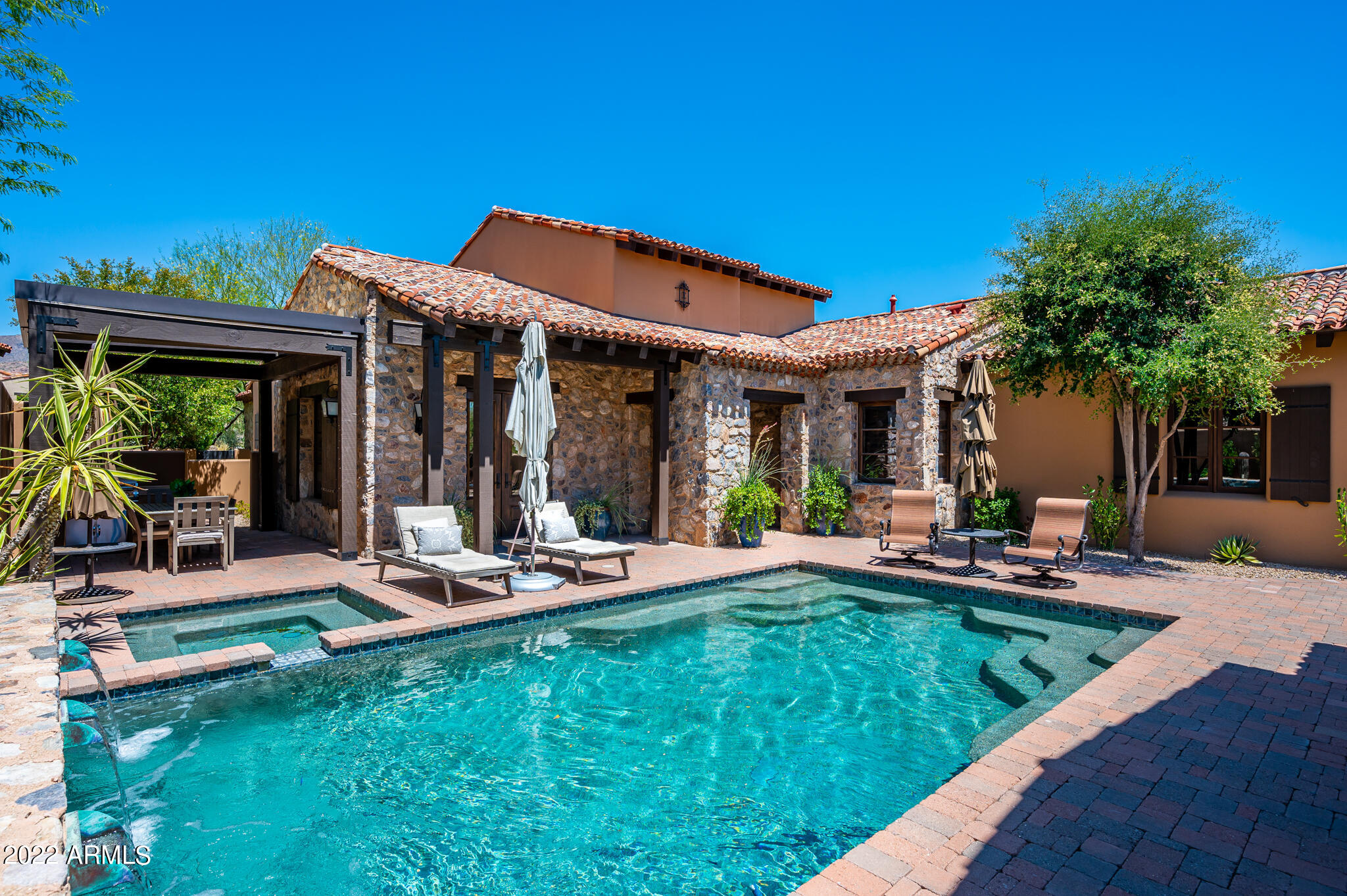 Casita 37 - A truly unique opportunity in one of the most desirable neighborhoods in Silverleaf. This incredible single level Rural Mediterranean home sits on a desirable lot in Horseshoe Canyon and is just a short distance to the Silverleaf Club and Spa. At 3,541 square feet, this updated jewel box home features a spacious open floor plan with three en-suite bedrooms, which includes a detached guest casita, private outdoor living spaces, family/media room, beautiful designer finishes throughout, and an office that could easily be converted to a fourth en-suite bedroom. The charming views from all of the main areas of the home showcase the gorgeous McDowell Mountains to the East. Do not miss out on a rare opportunity to own in this very special neighborhood, it may not last long!
