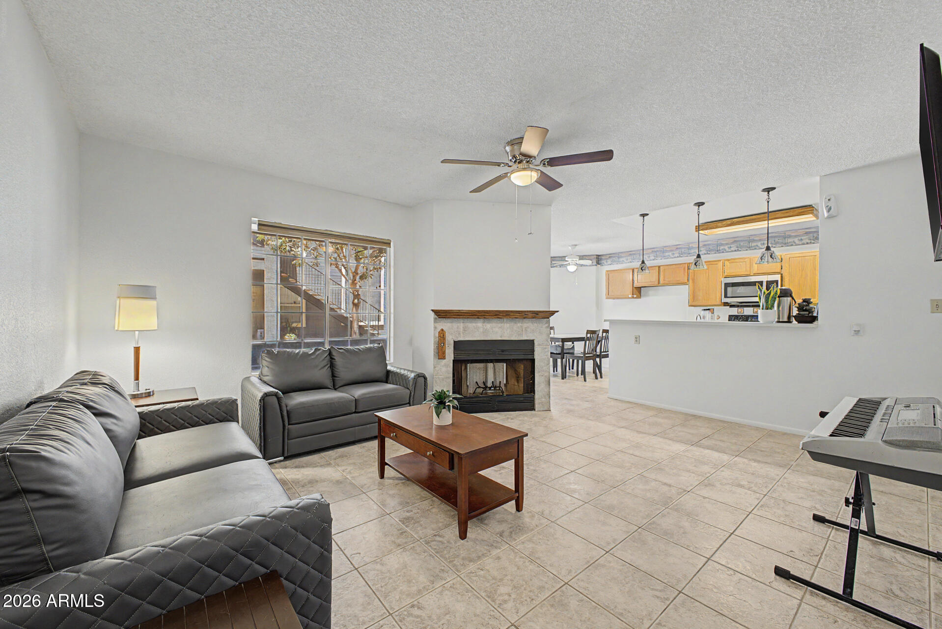 Discover this delightful 2-bedroom 2-bath condo with a desirable location close to shopping, parks, and freeways! Inside, you'll find sizable living spaces designed with comfort in mind, featuring tile flooring, a neutral palette, and a fireplace to ensure cozy winter evenings. The kitchen comes equipped with oak cabinetry, tile backsplash, spacious counters, and built-in appliances for a seamless cooking experience. Relax after a long day in the primary bedroom, including a private bathroom for extra comfort. Enjoy your morning coffee under the covered patio, and don't forget to visit the community's pool, spa, walking path, and other amenities for fun times! Check it out before it's gone!