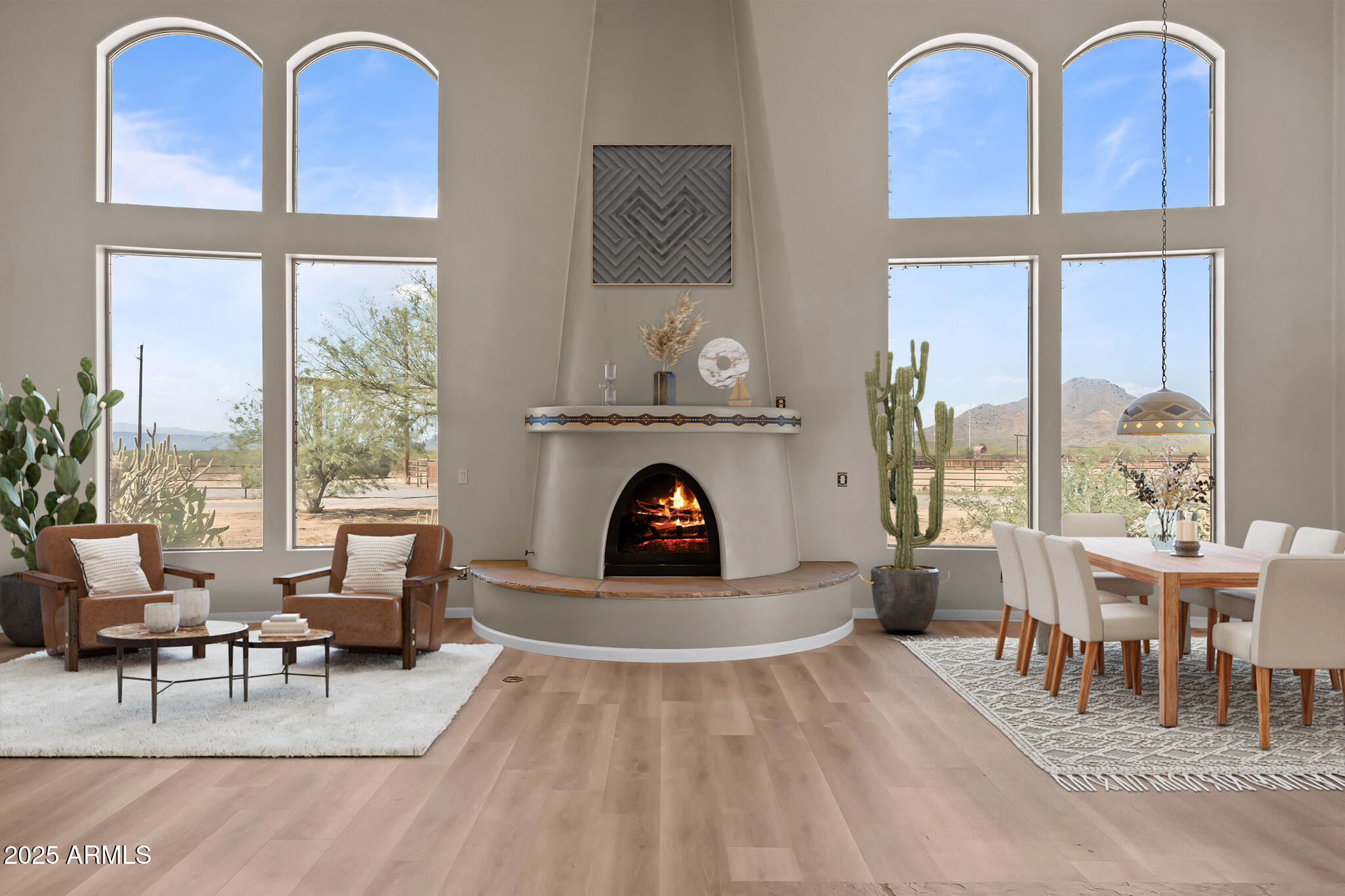 Stunning 5-Acre Turn-Key Horse Facility in (Forepaugh) Wickenburg Arizona.

Welcome to an equestrian dream property in one of Wickenburg's most sought-after horse communities. This 5-acre turn-key facility combines a beautifully updated 3,333 sq. ft. two-story home with professional equestrian amenities and the wide-open desert lifestyle.

The home was thoughtfully designed for both comfort and entertaining:

Featuring two master suites with private bathrooms—one upstairs and one downstairs—providing flexible living for family and guests.

The upstairs master retreat spans the entire top floor with a spacious suite, sitting area, and breathtaking sunset views framed by floor-to-ceiling custom windows.

The main floor offers the second master suite, plus another HUGE ....... guest room, a walk-in pantry, and an oversized indoor laundry room with a commercial ice maker, extra fridge/freezer, and wash basin.

Highlights include new flooring, a charming beehive fireplace, and an inviting layout that flows into the adobe-walled backyard oasis with a covered porch, perfect for evening entertaining. Plenty of room for a custom pool if desired.

An extra-deep two-car garage and shared well add everyday convenience.

Equestrian facilities are second to none:

14 covered shed row horse pens with extended paddocks and automatic waterers

2 large turnouts with shade shelters

A full-size roping arena, return, and catch pens. Just needs roping chute of your choice.

Professionally installed, leveled arena footing, ready for roping or barrel racing.

Multiple 30-AMP RV hookups with water for guests.

Two gated entrances for easy trailer pull-through, including a custom automatic gate at the south entrance and a double gate at the west end.

The entire property is fully perimeter and cross-fenced with high-quality pipe rail fencing.

Lifestyle features complete the picture: Stunning Forepaugh Peak Mountain views, miles of desert riding right from your doorstep, and the rare community feel where it's an everyday occurrence to ride your horse or side-by-side to a neighbor's BBQ or to pick up your mail.

This property offers the ultimate blend of luxury living, professional horse facilities, and unmatched desert freedom, all just minutes from Wickenburg, the roping capital of the Southwest.