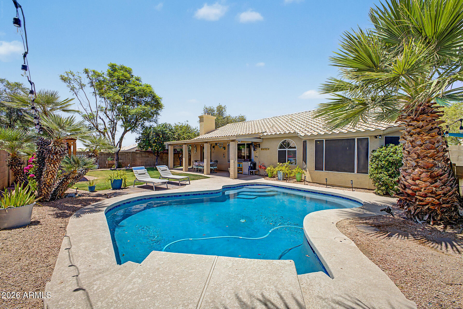 This is it! A beautifully updated single-level home in a fantastic neighborhood with everything you've been dreaming of. The wonderfully open floor plan features stylish wood-look tile flooring, all-new appliances, a cozy fireplace, and a spacious primary retreat designed for comfort and relaxation. Step outside to your private backyard oasis, where you'll find a freshly redone pool with all-new equipment, an incredible patio complete with cooling misters for hot summer days, and thoughtfully placed lighting that creates the perfect setting for evening entertaining. With so much to offer, this home is truly a must-see. Professional photos coming soon!