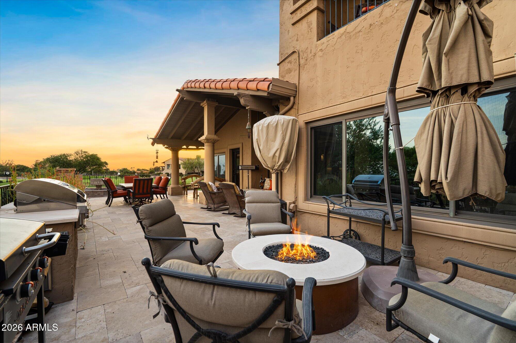 Spectacular golf course home in the coveted La Vida subdivision. This updated 3 bedroom 3 bathroom open floor plan home is on a premium corner lot with amazing outdoor space. Vaulted ceilings, gourmet kitchen, main level Primary and hidden pantry are all part of this gorgeous home. Upstairs office with its own patio as well as a guest suite with en-suite bathroom. Covered patio with built in barbecue and fountain make outdoor living a dream.  Community amenities include swimming pool, pickleball and tennis courts as well as a park and plenty of green space.  Golf course living at it's finest.