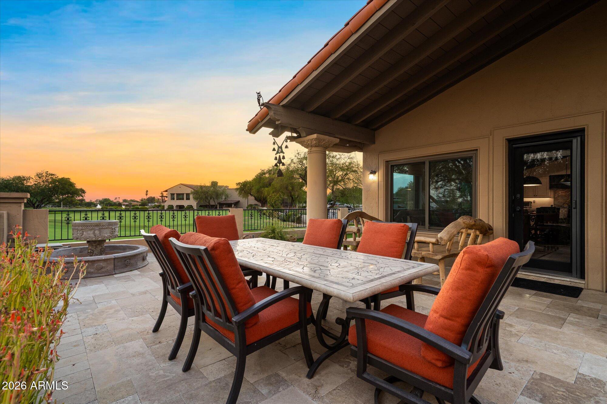 Spectacular golf course home in the coveted La Vida subdivision. This updated 3 bedroom 3 bathroom open floor plan home is on a premium corner lot with amazing outdoor space. Vaulted ceilings, gourmet kitchen, main level Primary and hidden pantry are all part of this gorgeous home. Upstairs office with its own patio as well as a guest suite with en-suite bathroom. Covered patio with built in barbecue and fountain make outdoor living a dream.  Community amenities include swimming pool, pickleball and tennis courts as well as a park and plenty of green space.  Golf course living at it's finest.