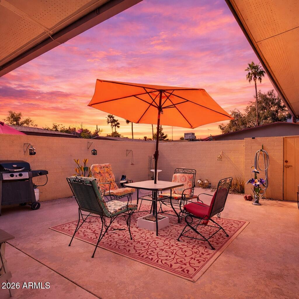 Discover your dream garden apartment in the heart of Sun City West, AZ! This rare 2BD/1BA home offers 1,341 sq ft of living space, including a 195 sq ft expansion perfect for an office or hobby room. Recent modernizations include popcorn ceiling removal, new flooring, and a beautifully remodeled shower. Enjoy energy efficiency with upgraded windows and a newer HVAC system (2021). The HOA recently replaced the roof, providing peace of mind. The kitchen remains largely original, enhanced by a custom breakfast counter. Just steps from rec centers, golf courses, shopping, and dining, this home is an ideal choice in a vibrant 55+ community.