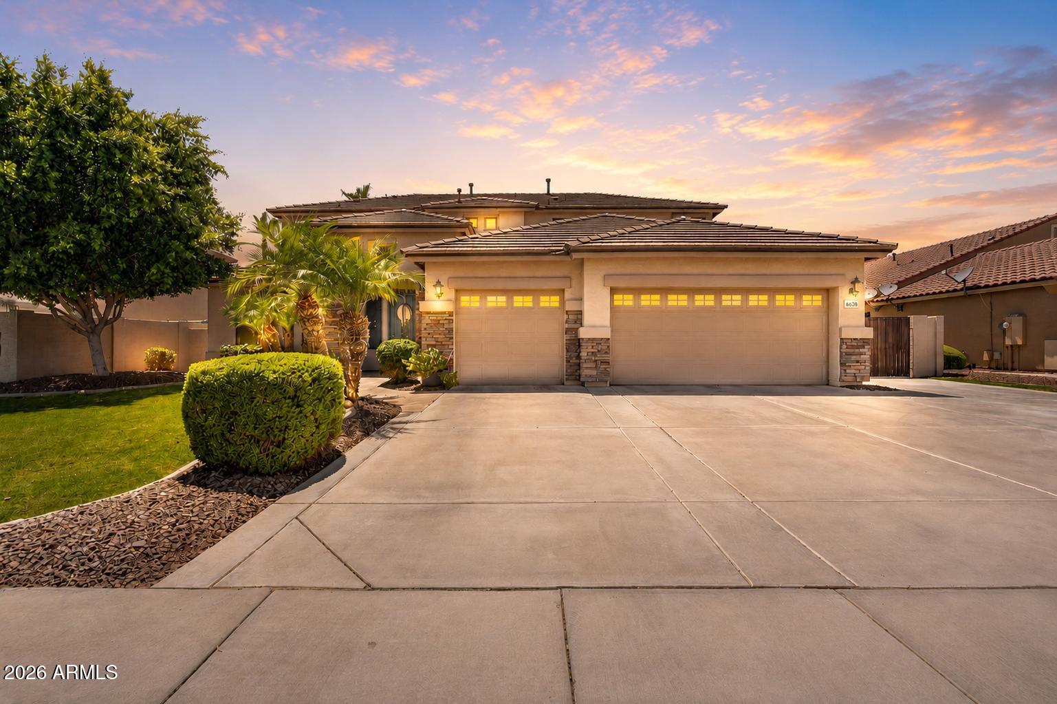 Chandler living feels easy in this spacious 85249 home with a private pool, 3-car garage, brand-new roof installed last month, and backyard made for Arizona days. Bright formal living and dining spaces lead into a comfortable family room and large kitchen with island, breakfast bar, abundant cabinetry, and eat-in dining. The spacious primary suite offers a relaxing bath with dual vanity, soaking tub, separate shower, and walk-in closet. Out back, enjoy a covered patio, grass lawn, mature landscaping, and sparkling pool, perfect for relaxing, entertaining, and indoor-outdoor living in Chandler, AZ.