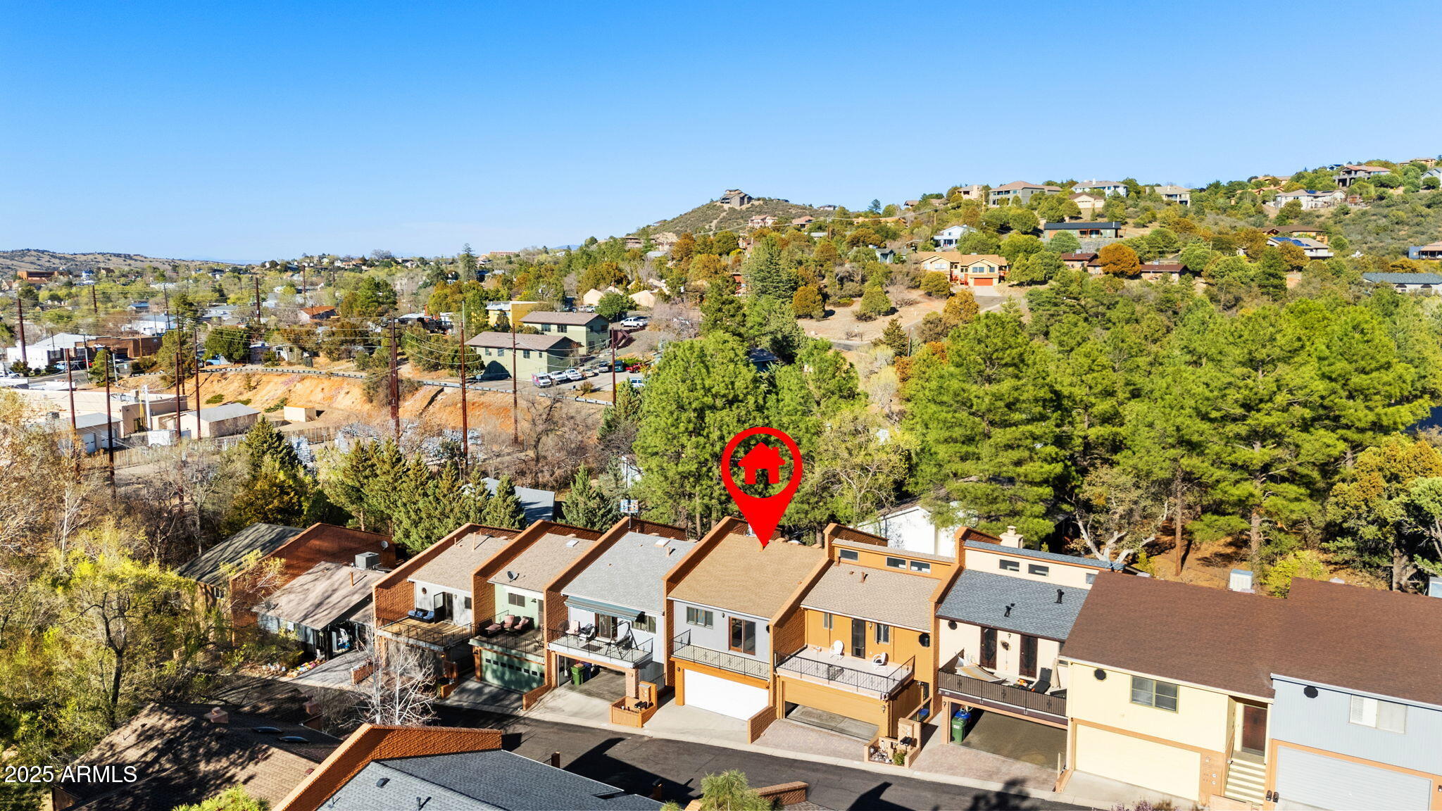 Nestled in a quaint community near historic downtown Prescott, you'll find this 3 bdrm, 2.5 bath townhome with 2 car garage. Freshly painted interior and exterior and new carpeting in all the right places. Spacious living room leads to an eat-in kitchen with plenty of cabinets for storage. Laundry & 1/2 bathroom combo on main level. Upstairs features a primary suite with 3/4 bathroom & private deck, 2 guest bedrooms and a full bathroom. Enjoy your morning coffee on the deck! Welcome home!