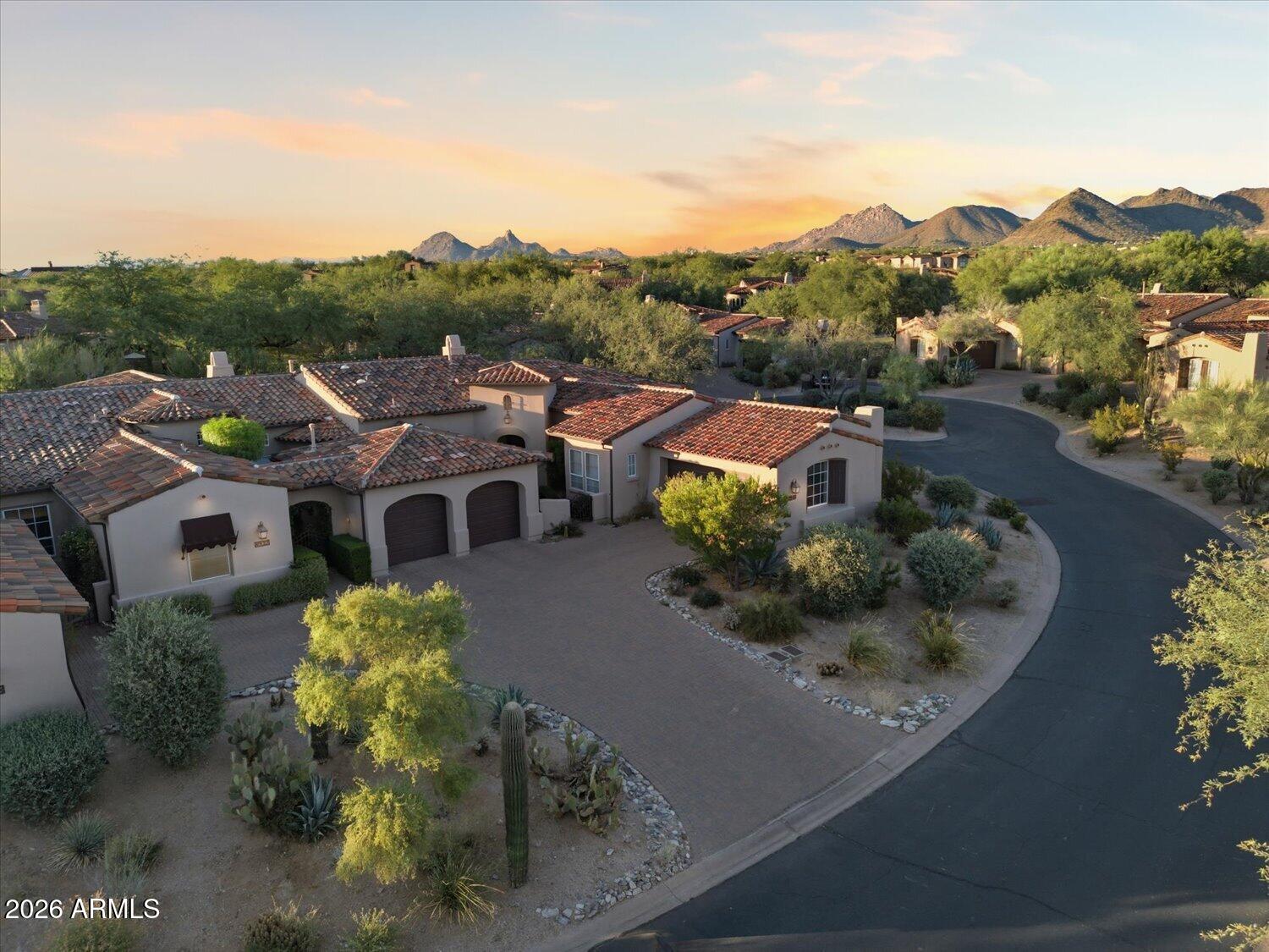 Upgraded Single-Level Villa in the highly sought after DC Ranch Golf Community. This thoughtfully designed 3-Bedroom Home features a Private Casita, and offers the perfect blend of Indoor-Outdoor Living. The charming Courtyard welcomes you into a Light-Filled Interior with High Ceilings and Designer Finishes throughout. The Chef's Kitchen features a Gas Cooktop, Expansive Granite Island with Seating and Walk-in Pantry, opening to the Main Living Areas for Easy Entertaining. The Primary Suite is a Private Retreat, complete with Window Seat, Spa-Inspired Bath and Direct Access to Covered Patio. Step outside to the Serene Backyard with Direct Access to Walking Trails and Beautiful Surrounding Landscape. Enjoy Exclusive Resort-Style Amenities including Clubhouse, Pool and Pickleball Courts, all just minutes from the best of DC Ranch Shopping, Dining and Golf.