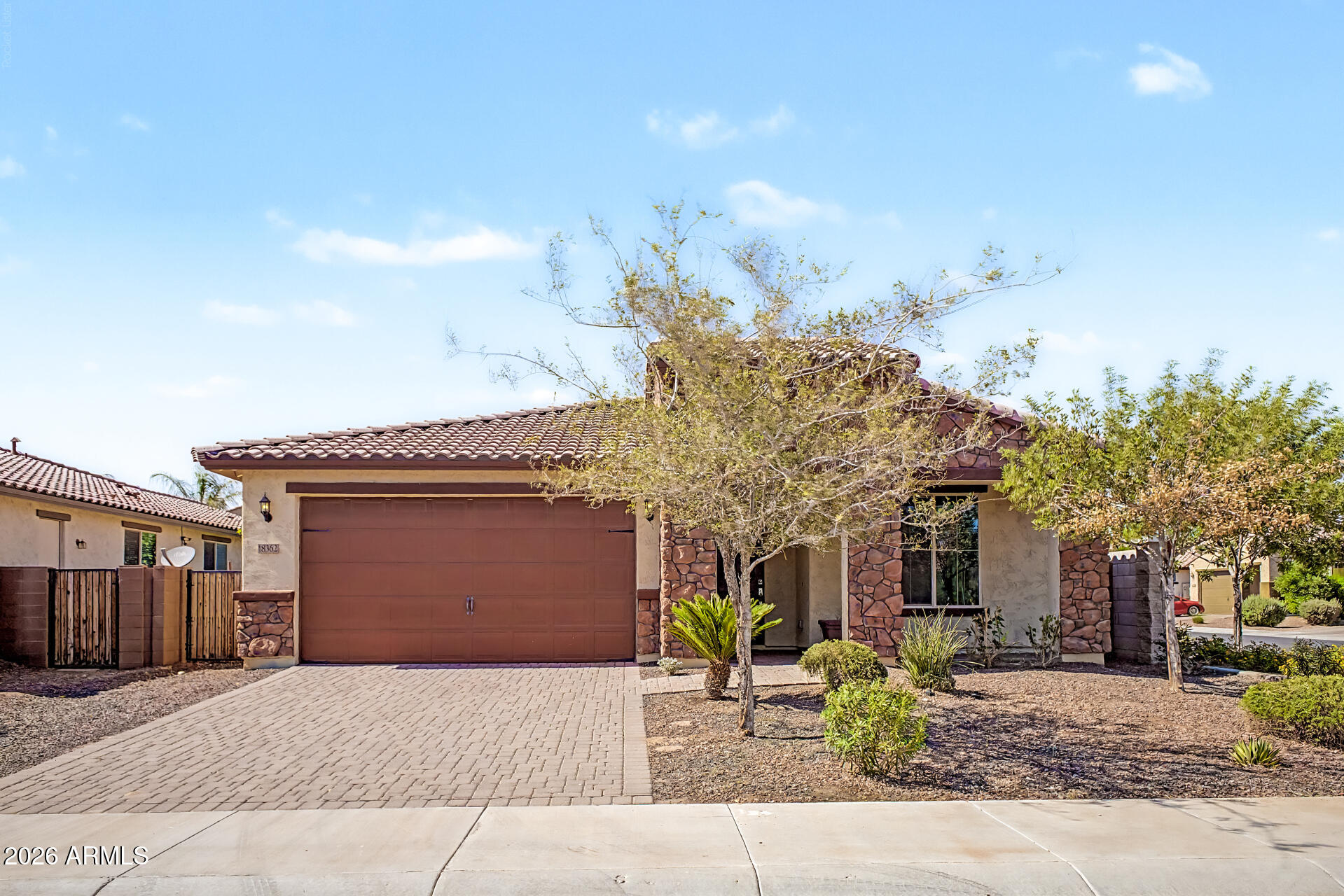 CORNER LOT-SINGLE STORY-3 FULL BATHS-3CAR GARAGE Space, flexibility, and outdoor living come together in this 3-bedroom, 3-FULL bath home. Set on a corner lot, the property features an RV gate, spacious backyard, artificial turf and a covered patio that extends the living space outdoors. Tandem 3-car garage offers room for multiple larger vehicles along with storage. Inside this home seems like 3 separate wings with each bedroom having their own full bath.  Kitchen highlights include quartz countertops, island with undermount sink, pendant lights, stainless steel appliances and corner pantry. Upgrade 5 panel doors and wood plank looking tile. Larger master bedroom suite with dual sinks, vanity, walk in shower and closet.  This is a gem!