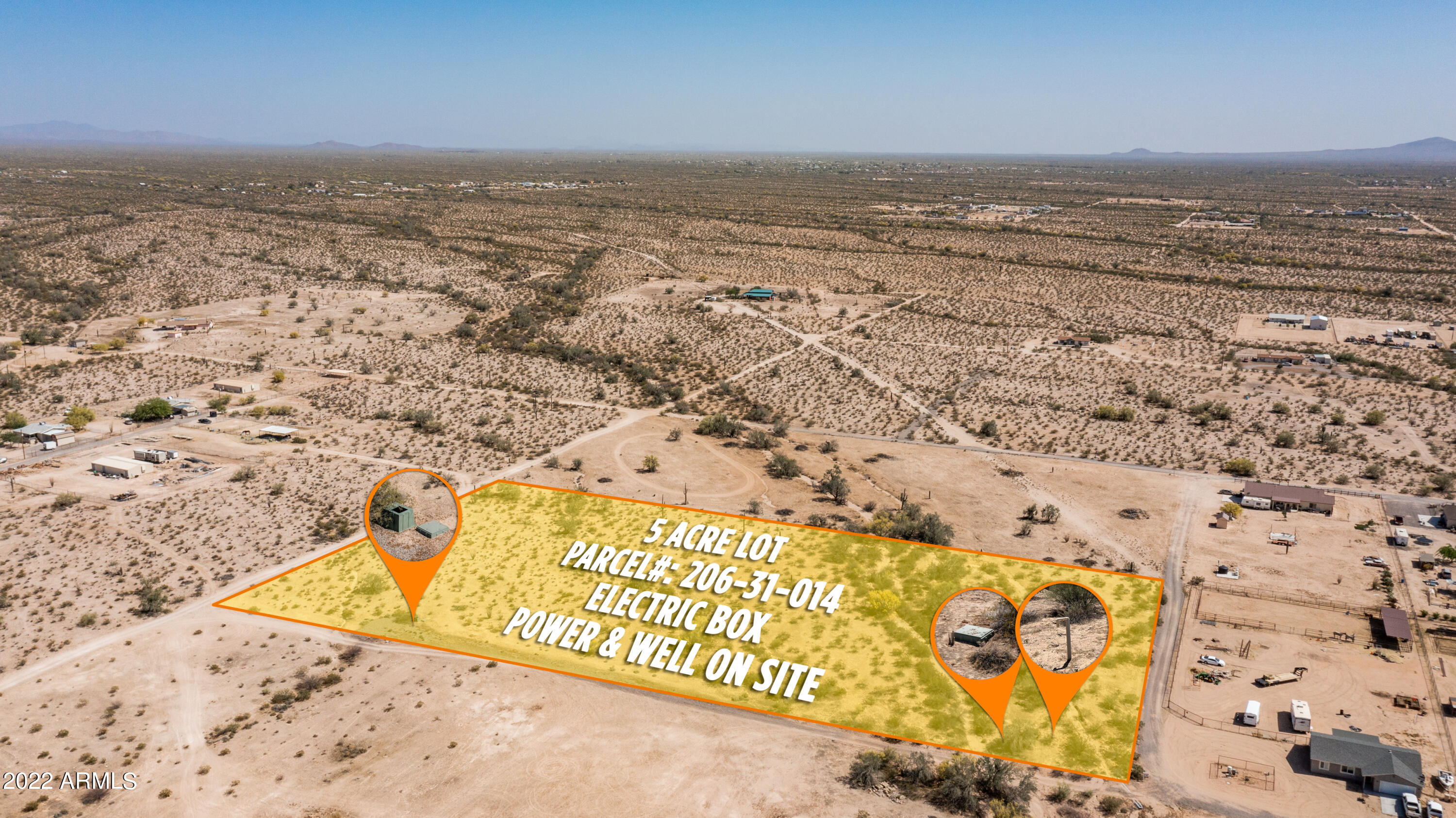 Incredible investment opportunity—4.99 acres of prime, subdividable desert land w/ a previously dug well, power conduit in place, & legal groundwork already started. A Minor Land Division (MLD) was initiated to split the property into four 1.25-acre lots; legal descriptions are ready, offering a fast path to completion.

Access via Autumn Lane on the North & utilities nearby make development efficient. The area is experiencing rapid growth, increasing demand for custom homesites. Surrounded by natural desert beauty & iconic Saguaros, this property offers strong resale or rental potential.

Whether you're looking to build, hold, or flip—this land checks all the boxes. Low overhead, high flexibility, & solid upside.