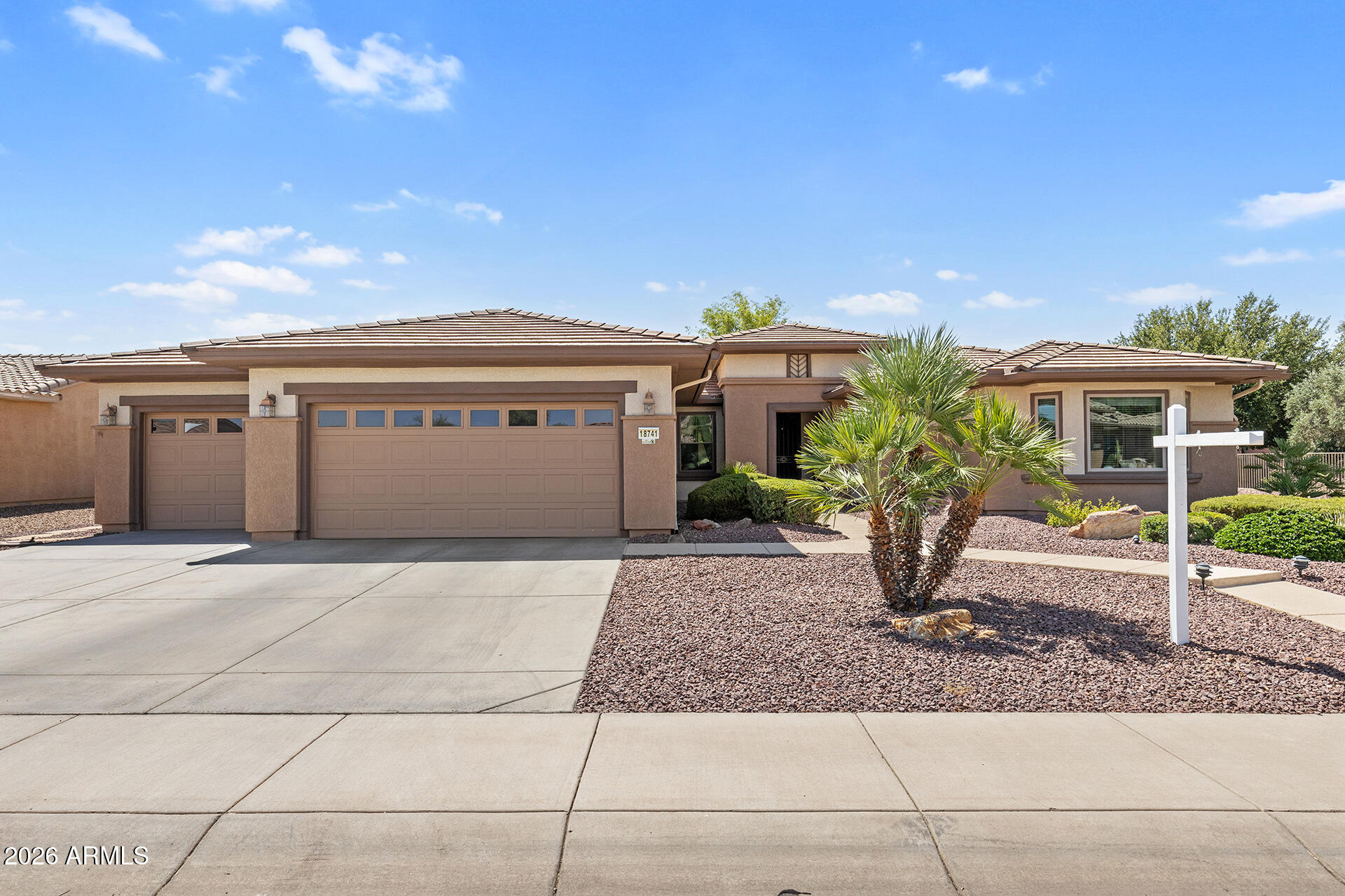 Beautifully maintained and located in a vibrant amenity-rich community, this 3-bedroom, 2-bath home offers comfort, style, and a fantastic lifestyle! Featuring a versatile den and spacious family room, the layout is designed for both relaxing and entertaining. The kitchen shines with granite countertops, a center island, and included refrigerator for added convenience. Step outside to enjoy the covered patio, charming gazebo, and thoughtfully designed desert landscaping in both the front and backyard for easy maintenance. Residents enjoy outstanding community amenities including a clubhouse, pool and spa, fitness center, and more. This move-in ready home combines quality, comfort, and active living all in one!