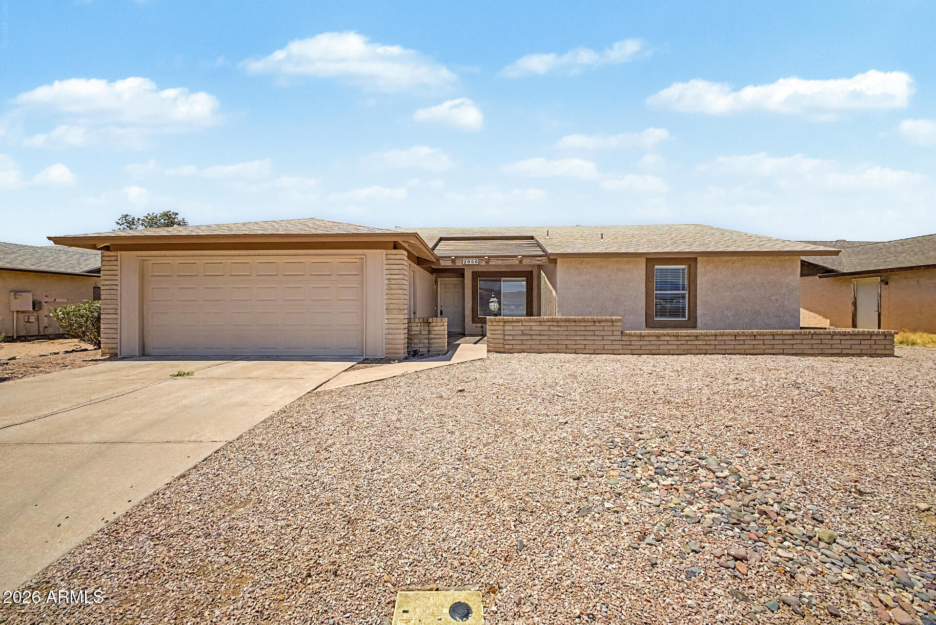 This home has so much to offer! From the minute you walk up to the courtyard at the front entrance, you will begin to recognize the wonderful features of this home. Upon entry, you will experience a charming, sunken living room as well as a tiled entryway which opens into another living area which could be utilized as a formal dining room or opt for another living area (or even a game room). The kitchen has been updated with white shaker cabinets, & granite counters, stainless steel GE appliances. There is a family room off of the kitchen and the other 2 bedrooms down the hall. The Owner's bedroom is split from the other bedrooms and opens with French Doors & brand-new carpet. The en-suite bathroom has a gorgeous, tiled shower, a vanity w/ granite countertops, & a spacious, walk-in closet.