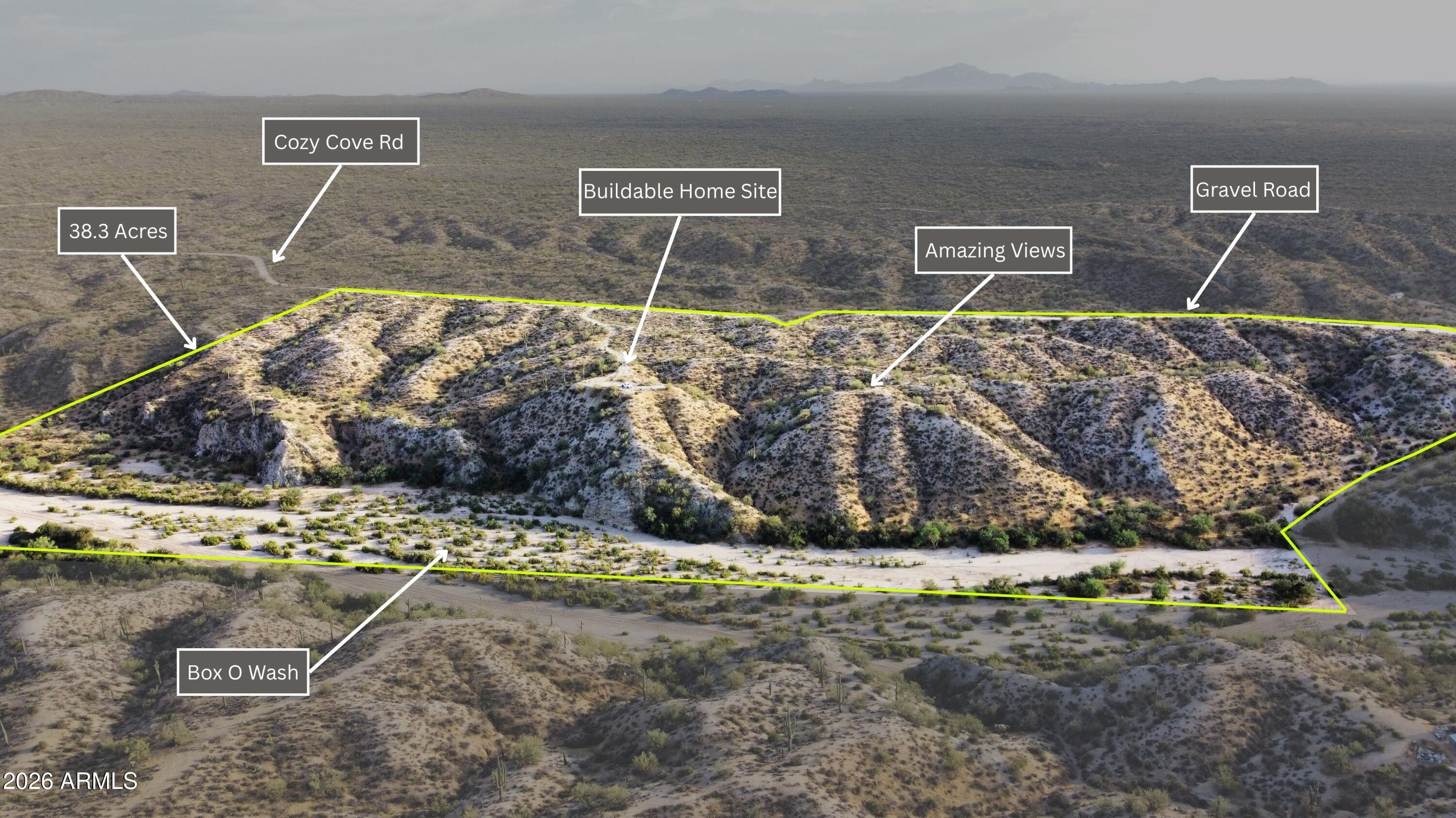 37+ acres of quiet desert land with spectacular views.  If you are looking for the privacy of off-grid living and want plenty of space to roam, this property is the one for you.  Located just 20 minutes from downtown Florence and main street.  Check out the pictures and the 360-degree panoramic vistas.  Priced at only $4000/acre.  WOW!!