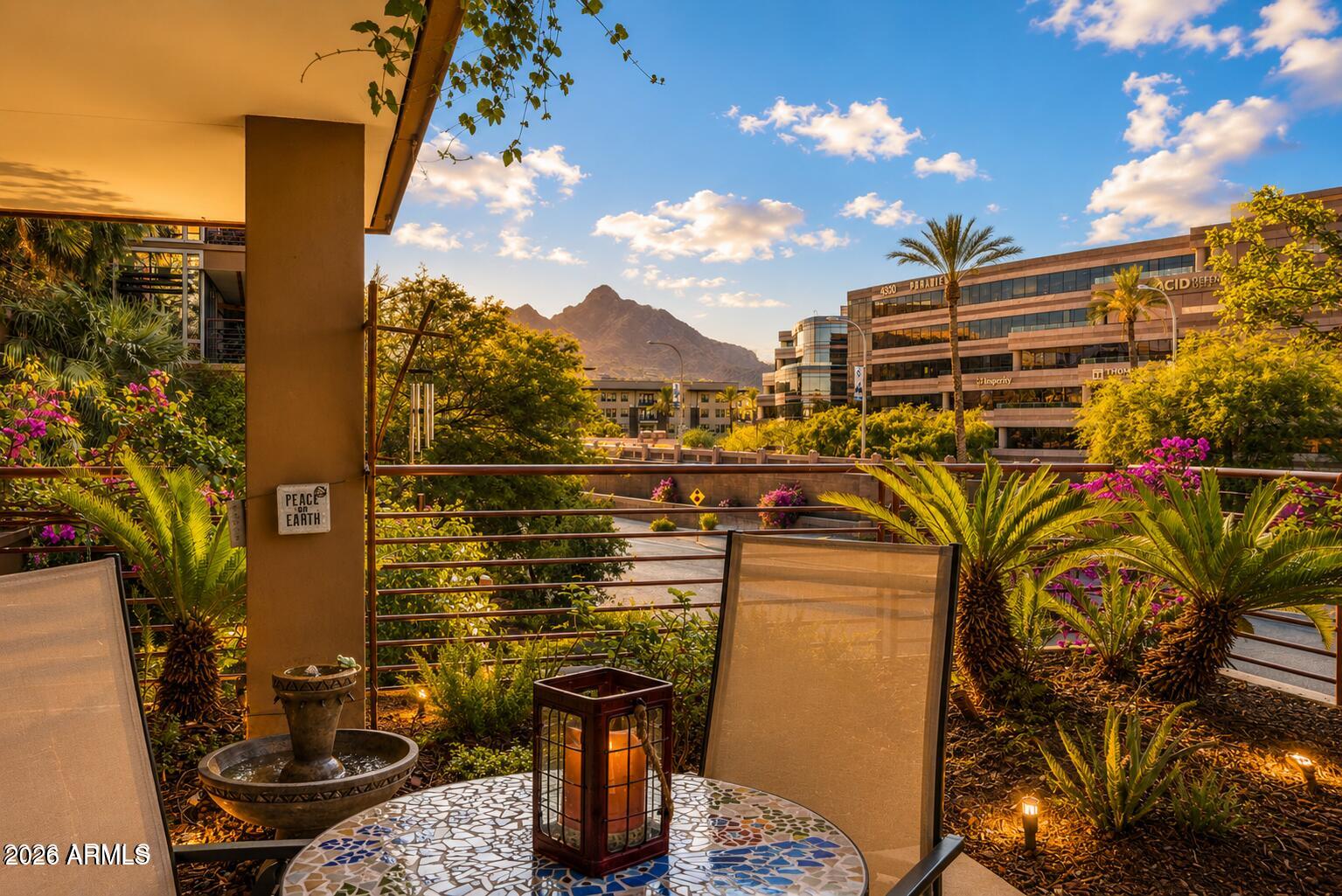 Wake up to Camelback Mountain. This 1 bed + den/2nd bed, 1.5-bath residence at Optima Camelview Village offers direct, unobstructed views of iconic Camelback Mountain from your private patio -- breathtaking at sunrise and sunset. The den is shown as a 2nd bedroom, perfect for guests or a home office. Beyond your door, the lifestyle is pure resort -- fitness center with pool, spa, and cold plunge, plus two outdoor pools and BBQ area. Walking distance to Scottsdale Fashion Square and the Entertainment District, with the Valley's finest dining, shopping, and nightlife at your doorstep. Storage unit available for an additional $15,000.