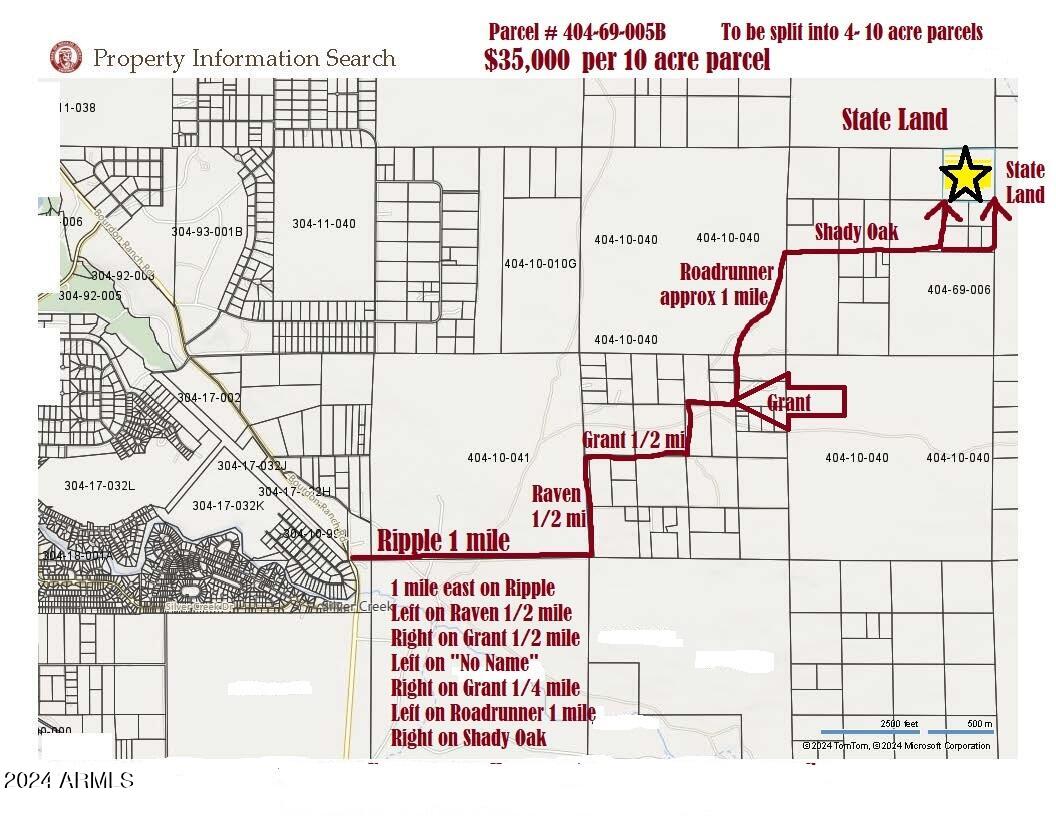 Multiple 10 Acre Parcels available.
404-69-005  C, D, E, F - Land