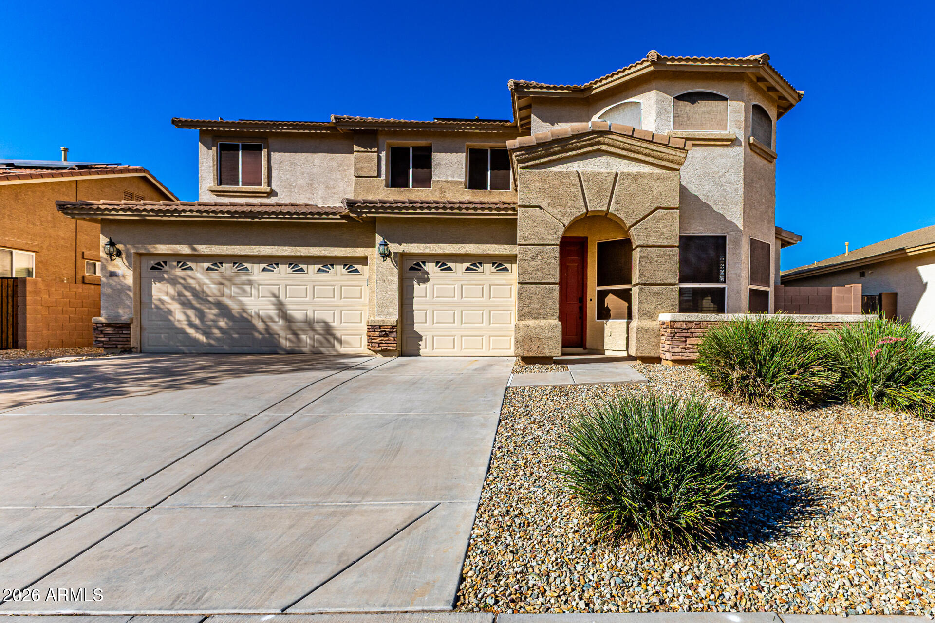 Check out this gorgeous new listing near the White Tank Mountains in Waddell! So many updates to this home....where do we begin! SOLAR IS PAID IN FULL! New Interior paint, newer soft water and reverse osmosis system, new carpet, new exterior drip system, updated landscaping, new backyard travertine pavers & turf, new low voltage lighting, new blinds, new fans, new interior hardware & lights, new myQ Liftmaster Garage Opener & Springs, updated pebble tec pool, new pool cartridge filter, updated electrical, New LG Washer/Dryer and so much more! Relax on your tranquil patio overlooking your updated backyard with mountain views to the West. 3 Car Garage, Gas Stove, 2 Gas Fireplaces, Built-In Vacuum System, Huge Primary Closet w/Wet Bar, Smart Home, etc. This home is a must see!