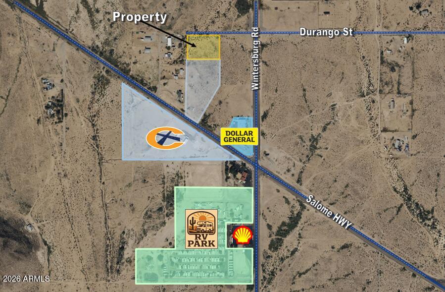 Fantastic investment opportunity in Tonopah. 2.4 acres in the process of being rezoned to commercial (C-2) just off paved road frontage on Salome Hwy.