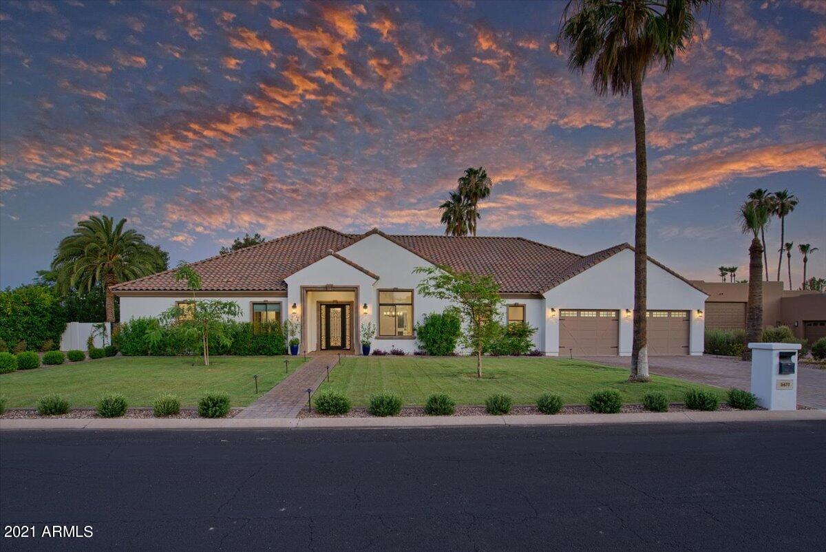 This stunning home has MAJOR curb appeal! With 5 luxury bedrooms, 6 bath, private 1 bed, 1 bath casita and on 0.81 acre lot - this home is full of WOW factors!  Surrounded by immaculate manicured landscaping. Enter into the large living room, with a beautiful fireplace, open to the eating area and spectacular eat-in gourmet kitchen, decked with stainless steal appliances, walk-in-pantry and extravagant island. Enjoy your dining in your formal dining room, connected to a private kitchenette; perfect for entertaining. Have fun in the family/game room with dining area. Alluring wood floors, abundance of natural light, grand doorway and window details throughout this masterpiece. Retreat to your own personal resort-style backyard, adorned with a sparkling pebbletec pool, outdoor adobe fireplace, covered patio and plenty of space for lounging or entertaining. Don't miss the large guest house with a full kitchen. Your dream home is waiting for YOU!