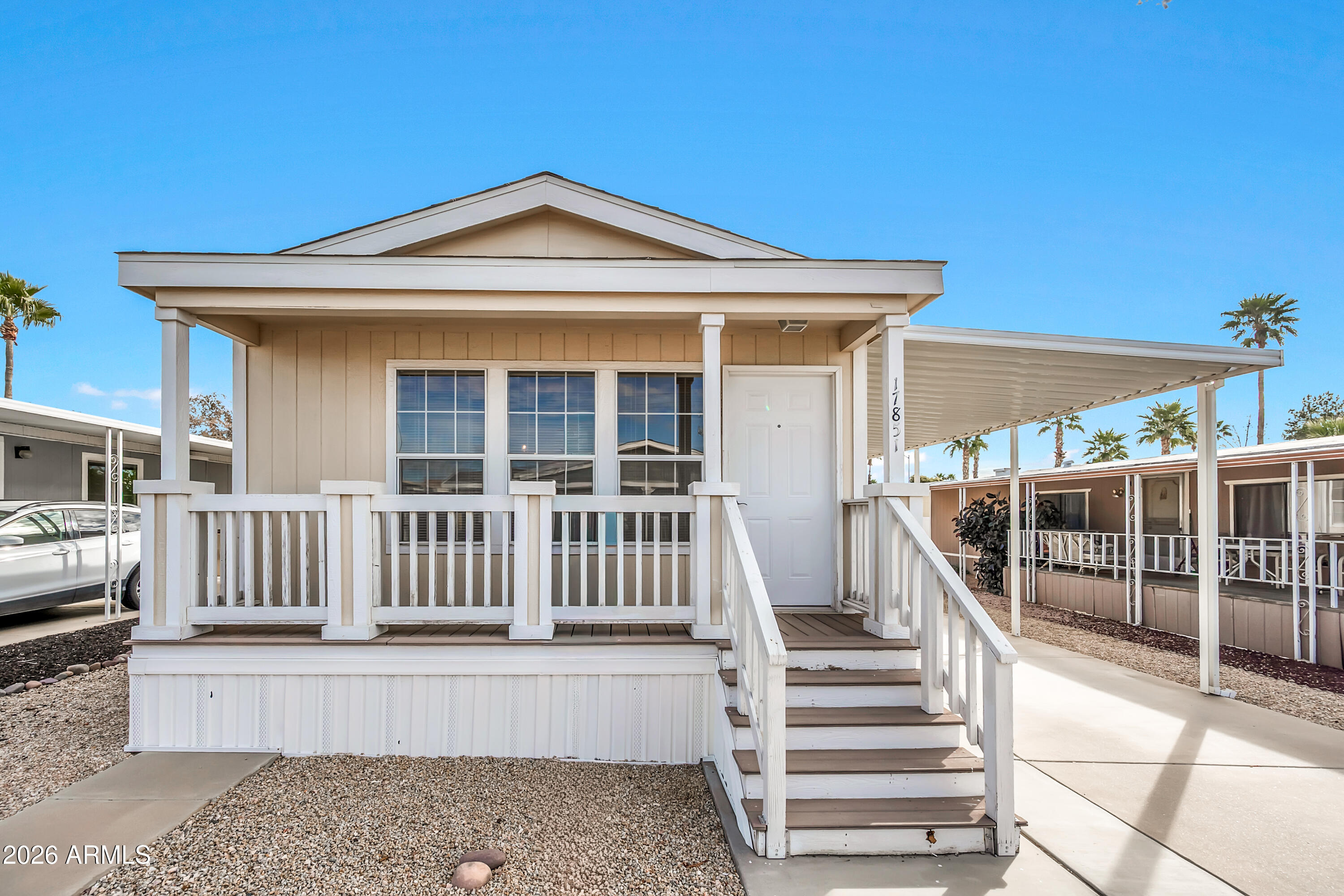 Located in the desirable age-restricted community of Sunrise Heights, this charming 2-bedroom, 2-bath home offers comfort, privacy, and beautiful mountain views. The primary owner must be 55 years or older. Nestled in a peaceful area of the community and practical layout, you have a gas stove and dryer to save on that APS bill. This home comes with a storage shed for all your extra belongings or tools. You're a short distance away from the recreational center, pool, pickleball court, and more. Don't miss out on this great opportunity
